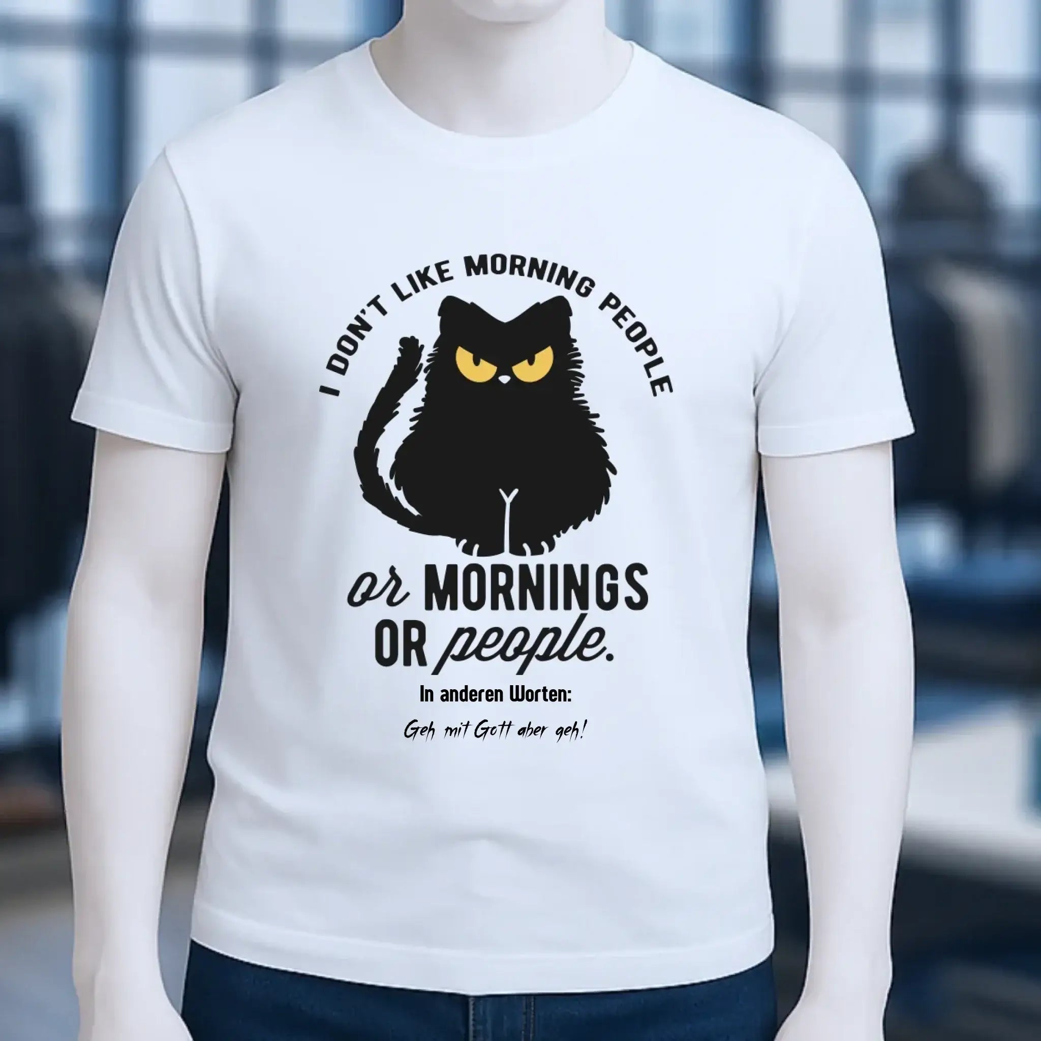 MORNING PEOPLE CAT • Katze • Unisex Premium T-Shirt XS-5XL aus Bio-Baumwolle für Damen & Herren • Exklusivdesign • personalisiert