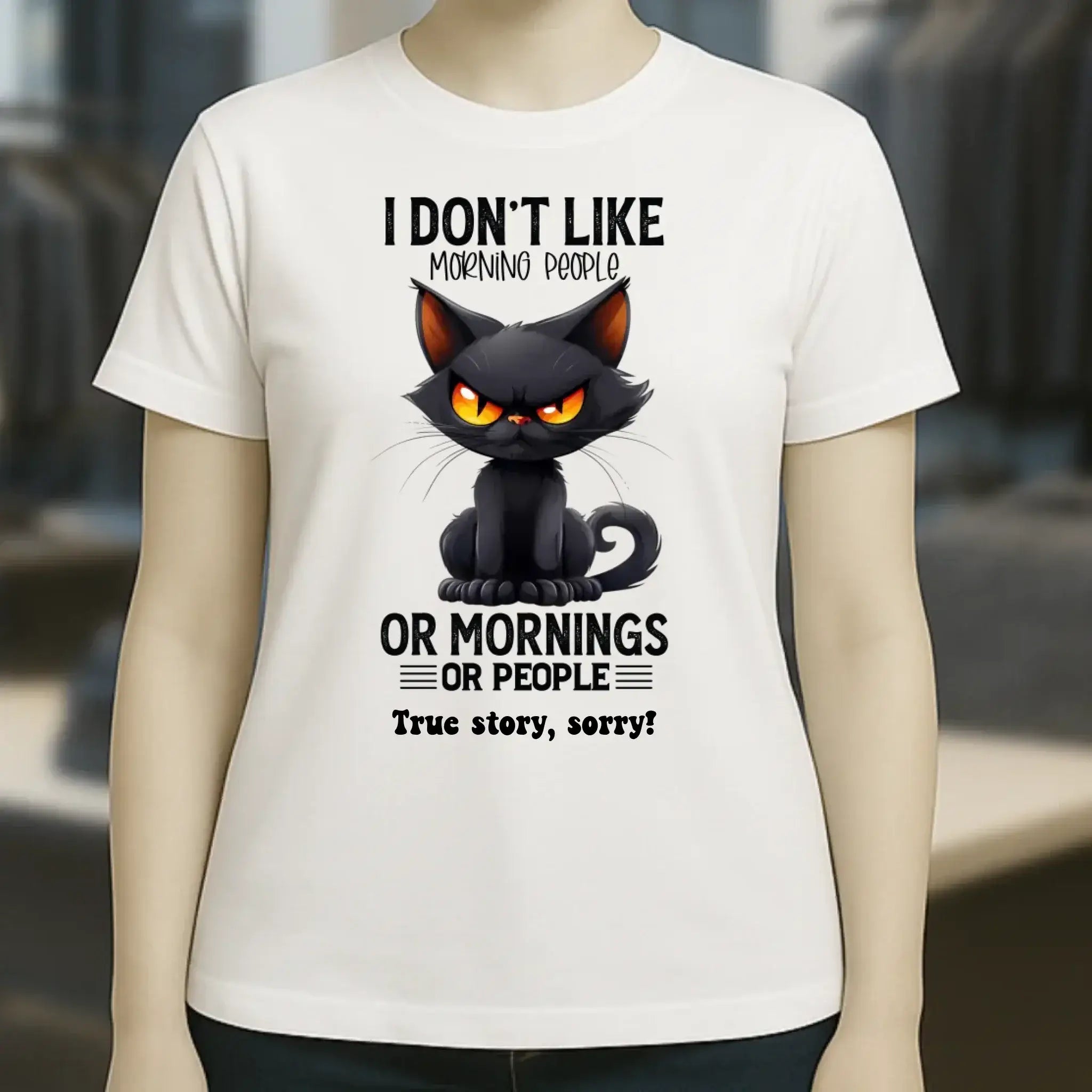 Morning people • Katze • Ladies Premium T-Shirt XS-2XL aus Bio-Baumwolle für Damen • Exklusivdesign • personalisiert