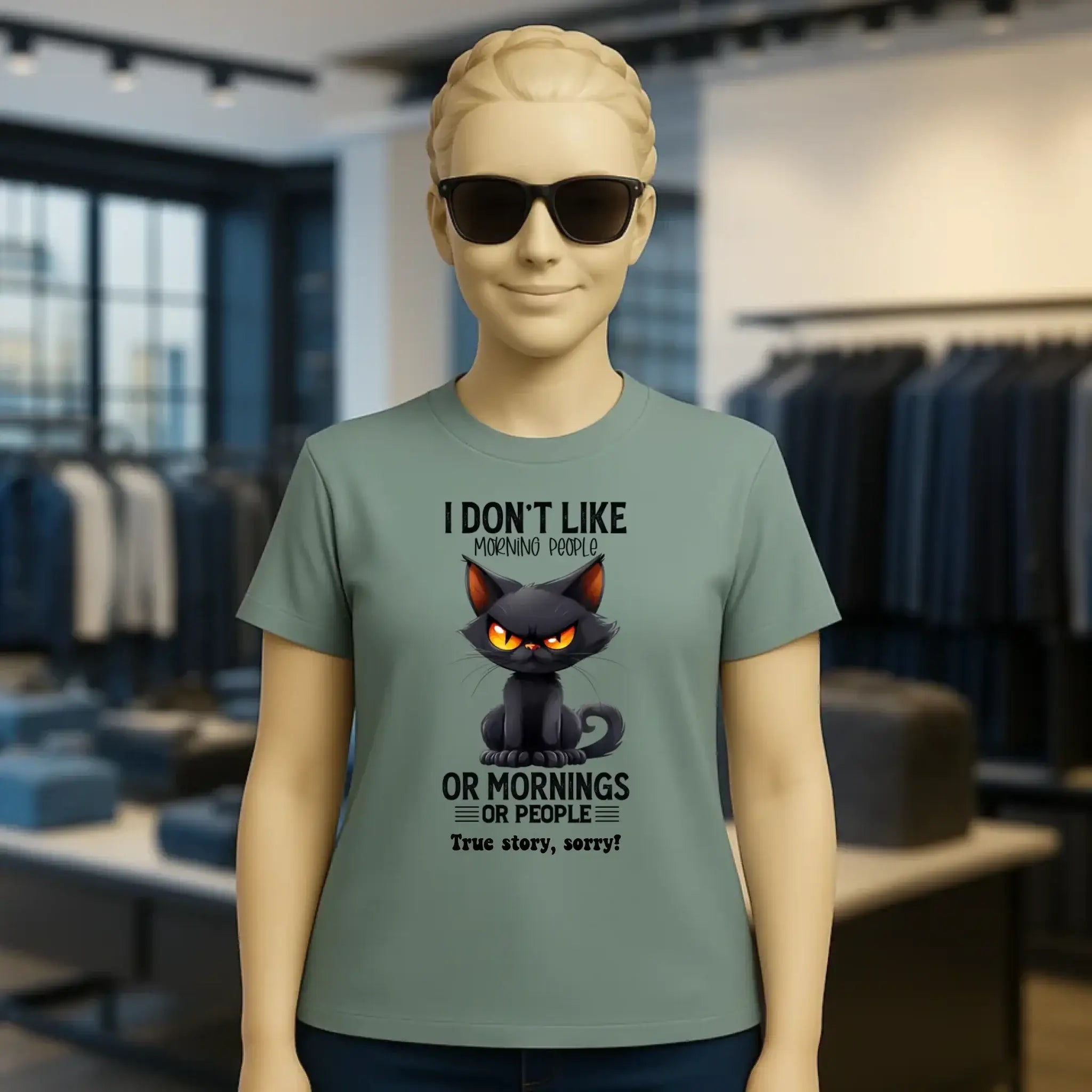 Morning people • Katze • Ladies Premium T-Shirt XS-2XL aus Bio-Baumwolle für Damen • Exklusivdesign • personalisiert