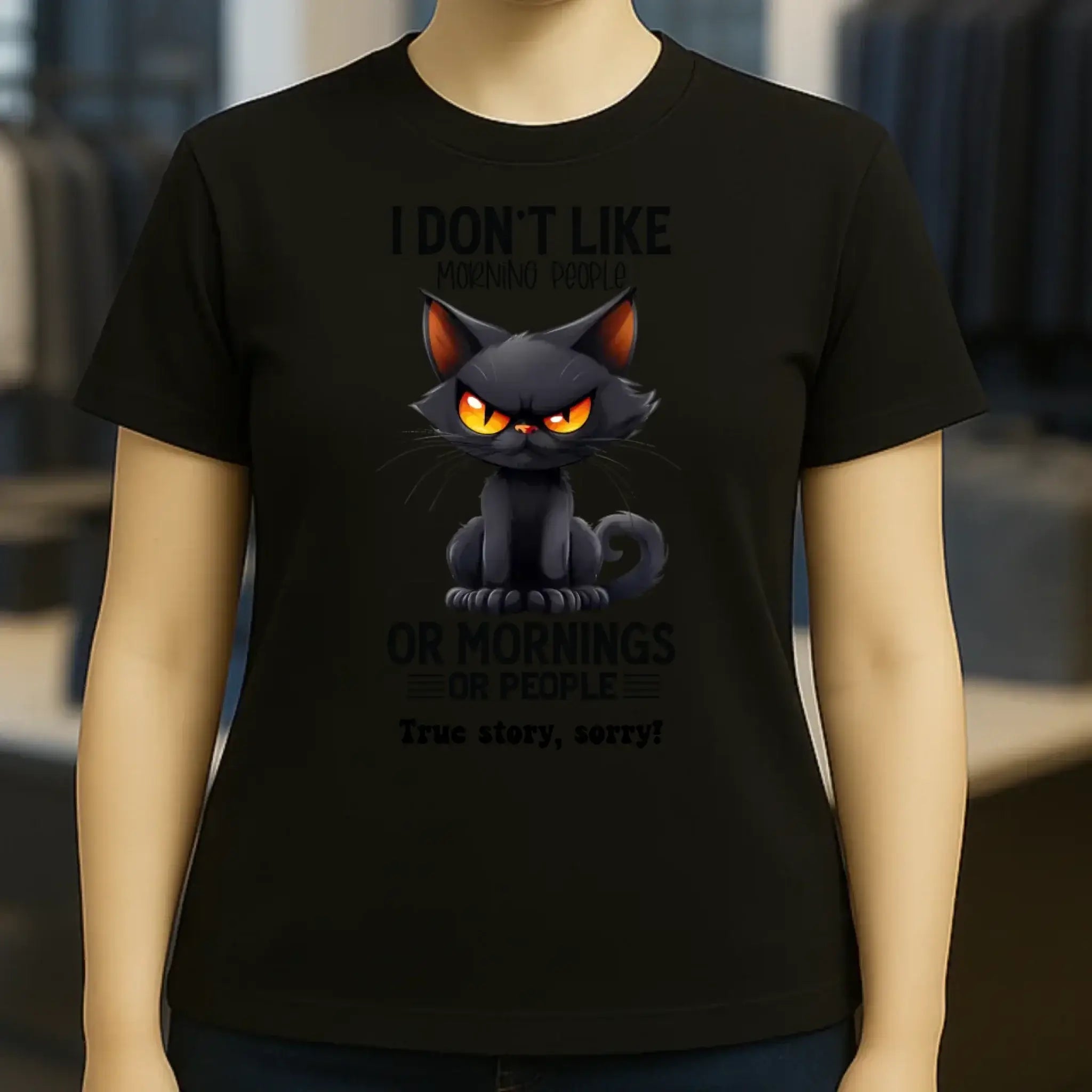 Morning people • Katze • Ladies Premium T-Shirt XS-2XL aus Bio-Baumwolle für Damen • Exklusivdesign • personalisiert