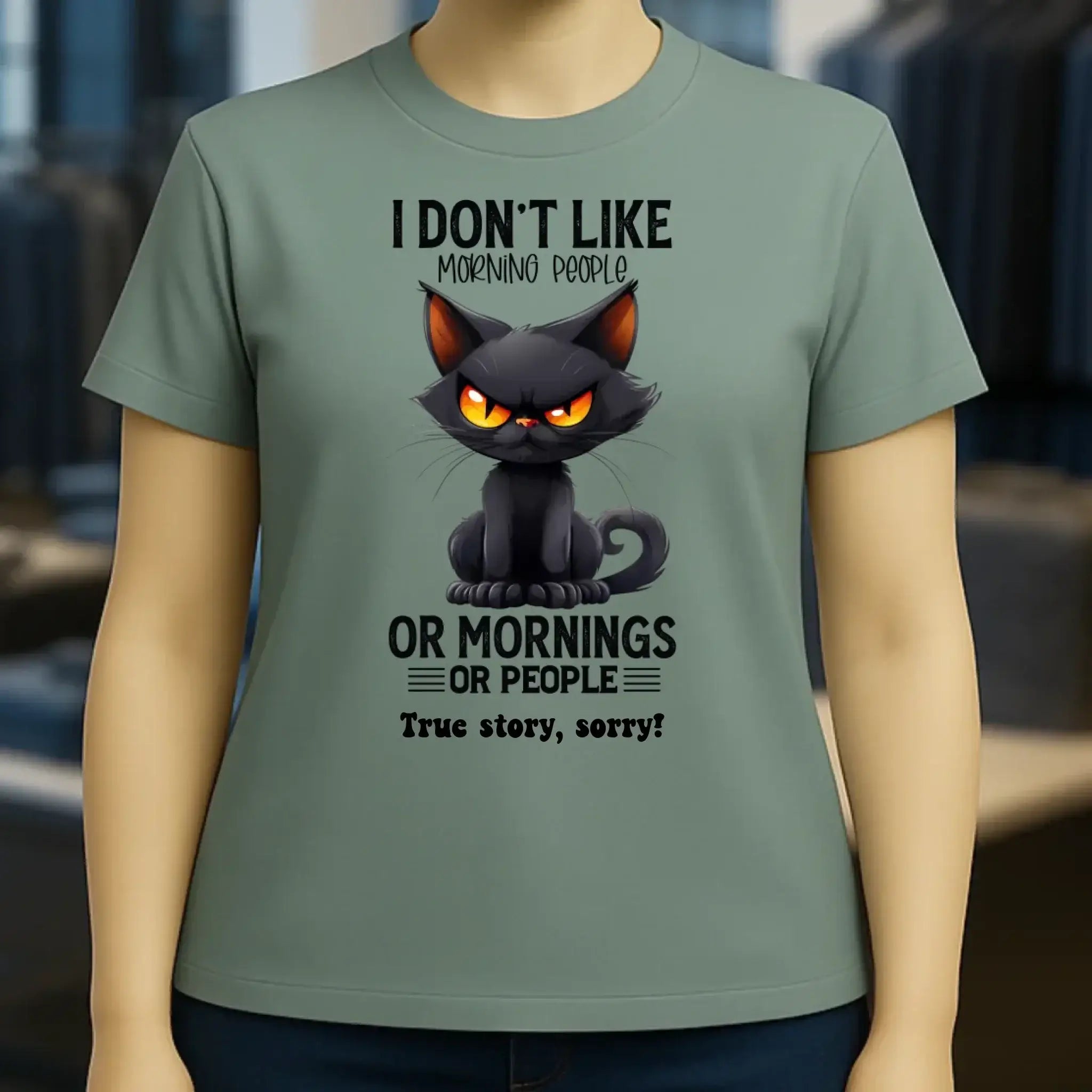 Morning people • Katze • Ladies Premium T-Shirt XS-2XL aus Bio-Baumwolle für Damen • Exklusivdesign • personalisiert