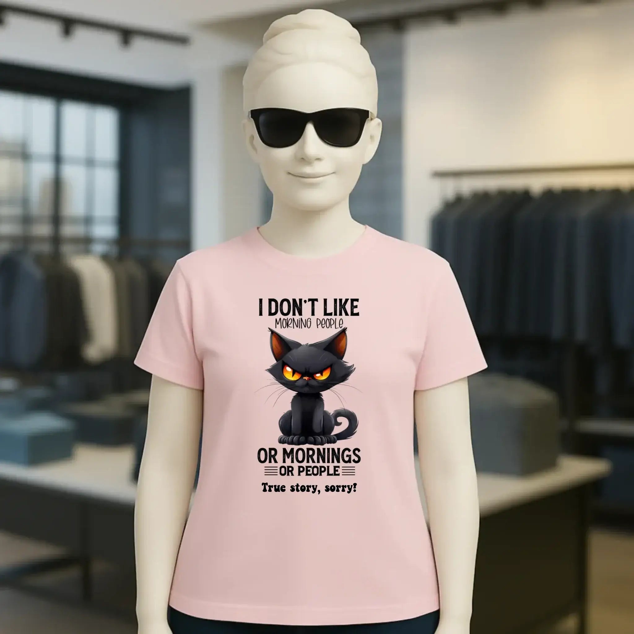 Morning people • Katze • Ladies Premium T-Shirt XS-2XL aus Bio-Baumwolle für Damen • Exklusivdesign • personalisiert