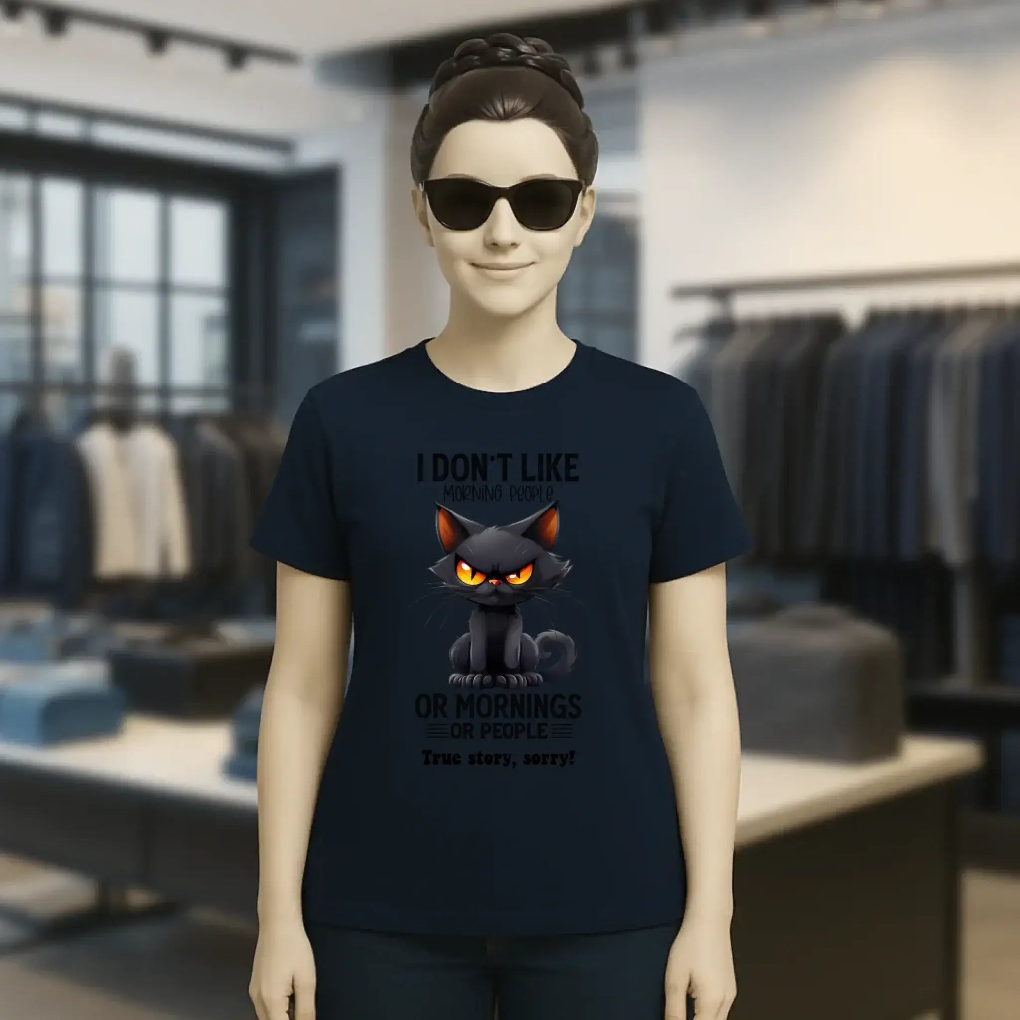 Morning people • Katze • Ladies Premium T-Shirt XS-2XL aus Bio-Baumwolle für Damen • Exklusivdesign • personalisiert