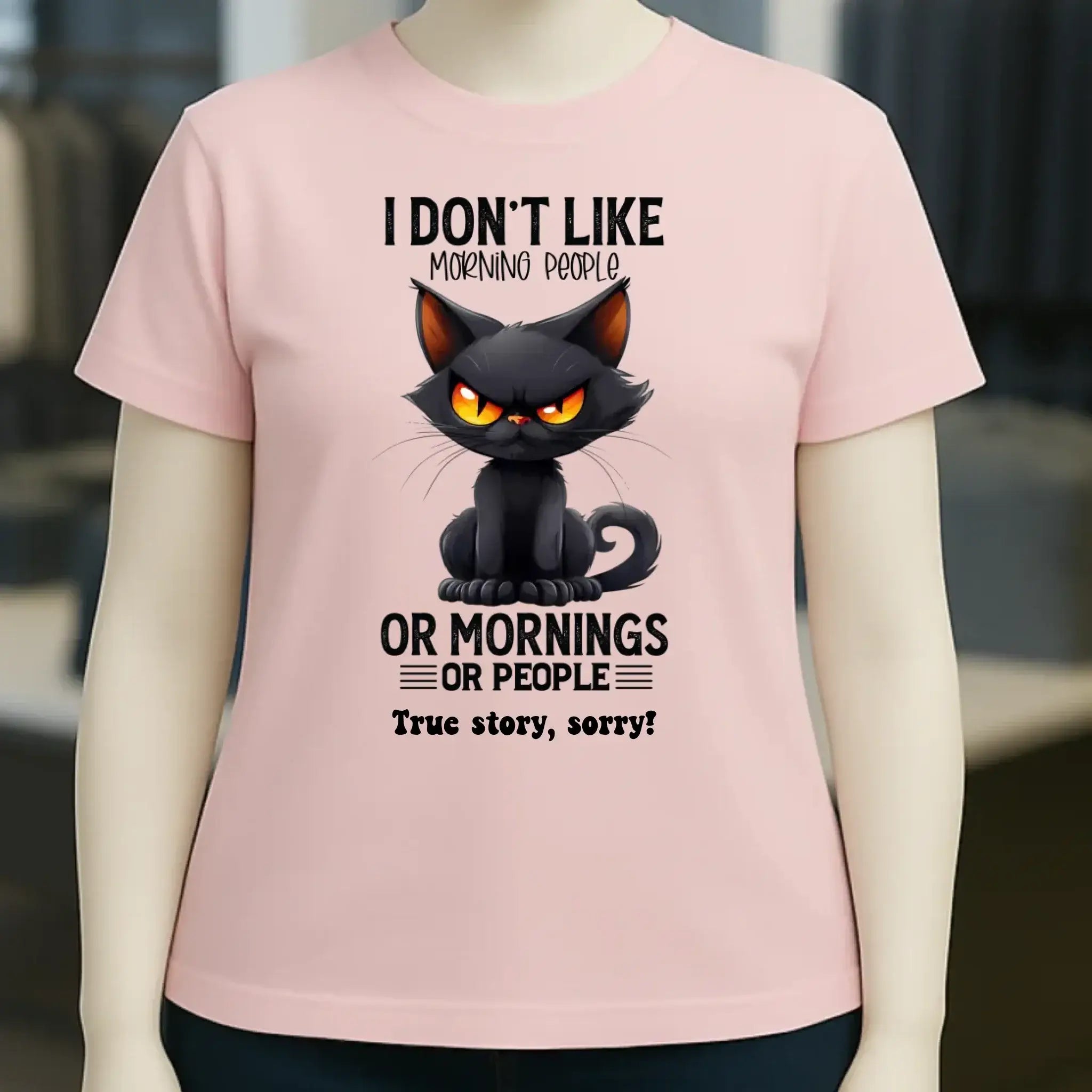 Morning people • Katze • Ladies Premium T-Shirt XS-2XL aus Bio-Baumwolle für Damen • Exklusivdesign • personalisiert