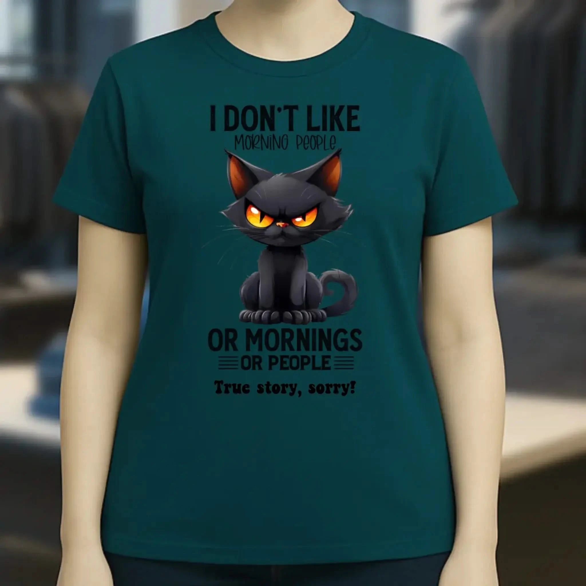 Morning people • Katze • Ladies Premium T-Shirt XS-2XL aus Bio-Baumwolle für Damen • Exklusivdesign • personalisiert