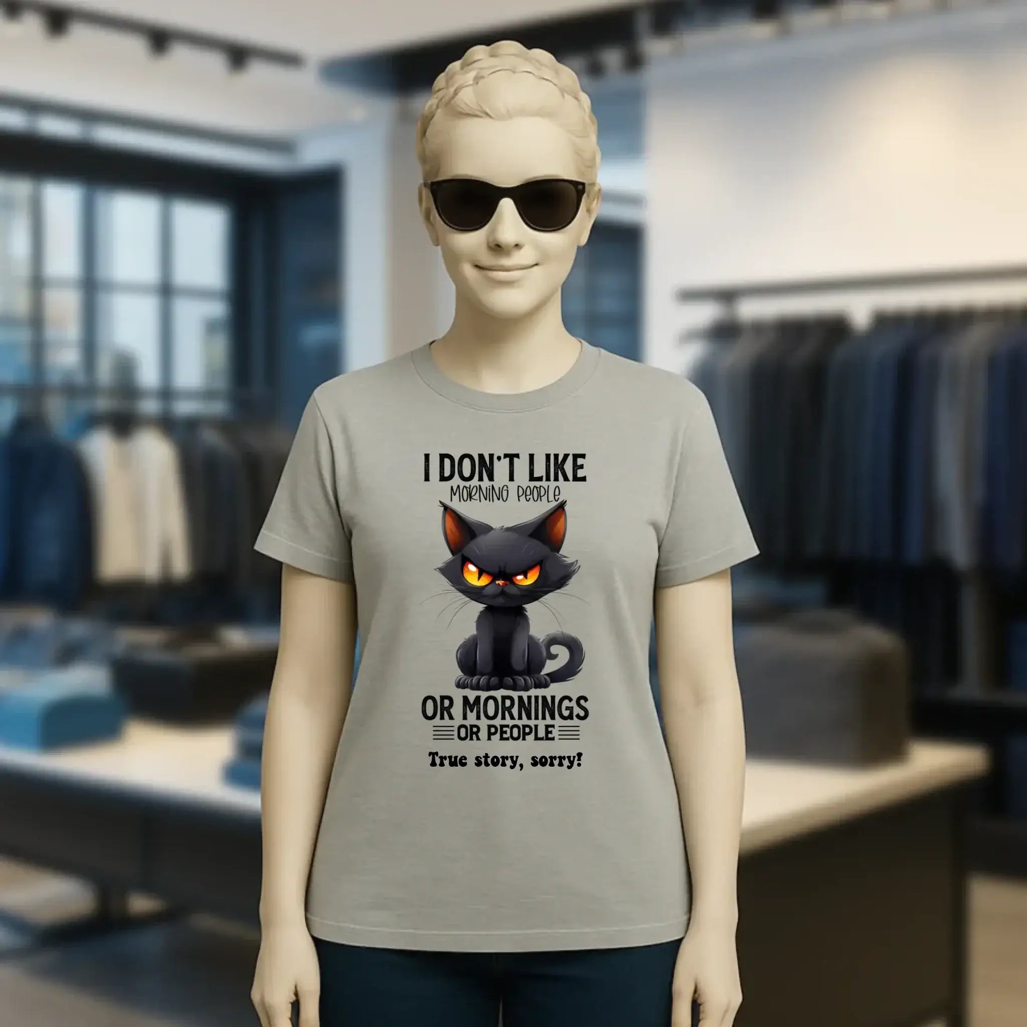 Morning people • Katze • Ladies Premium T-Shirt XS-2XL aus Bio-Baumwolle für Damen • Exklusivdesign • personalisiert