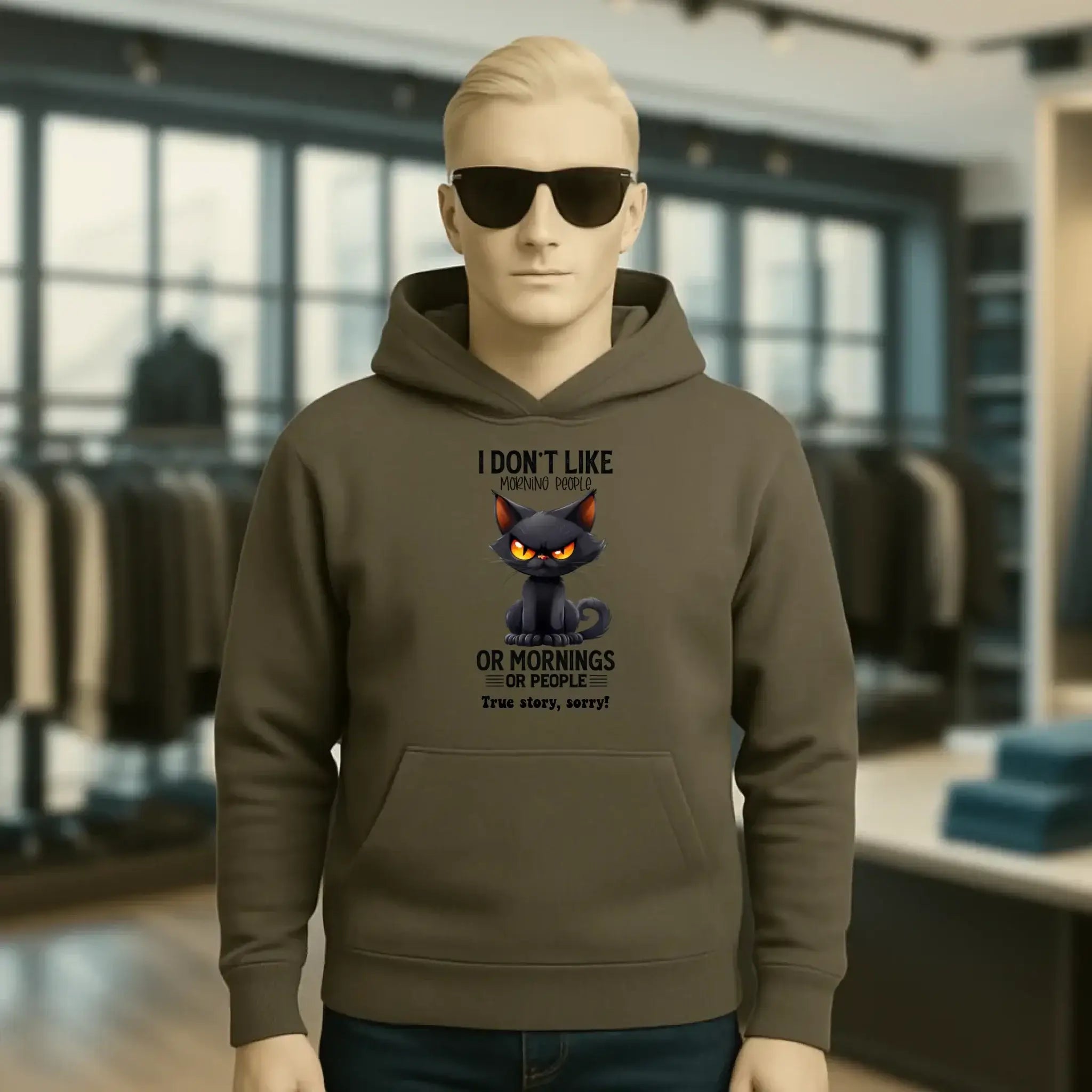 Morning people • Katze • Unisex Premium Hoodie XS-5XL aus Bio-Baumwolle für Damen & Herren • Exklusivdesign • personalisiert