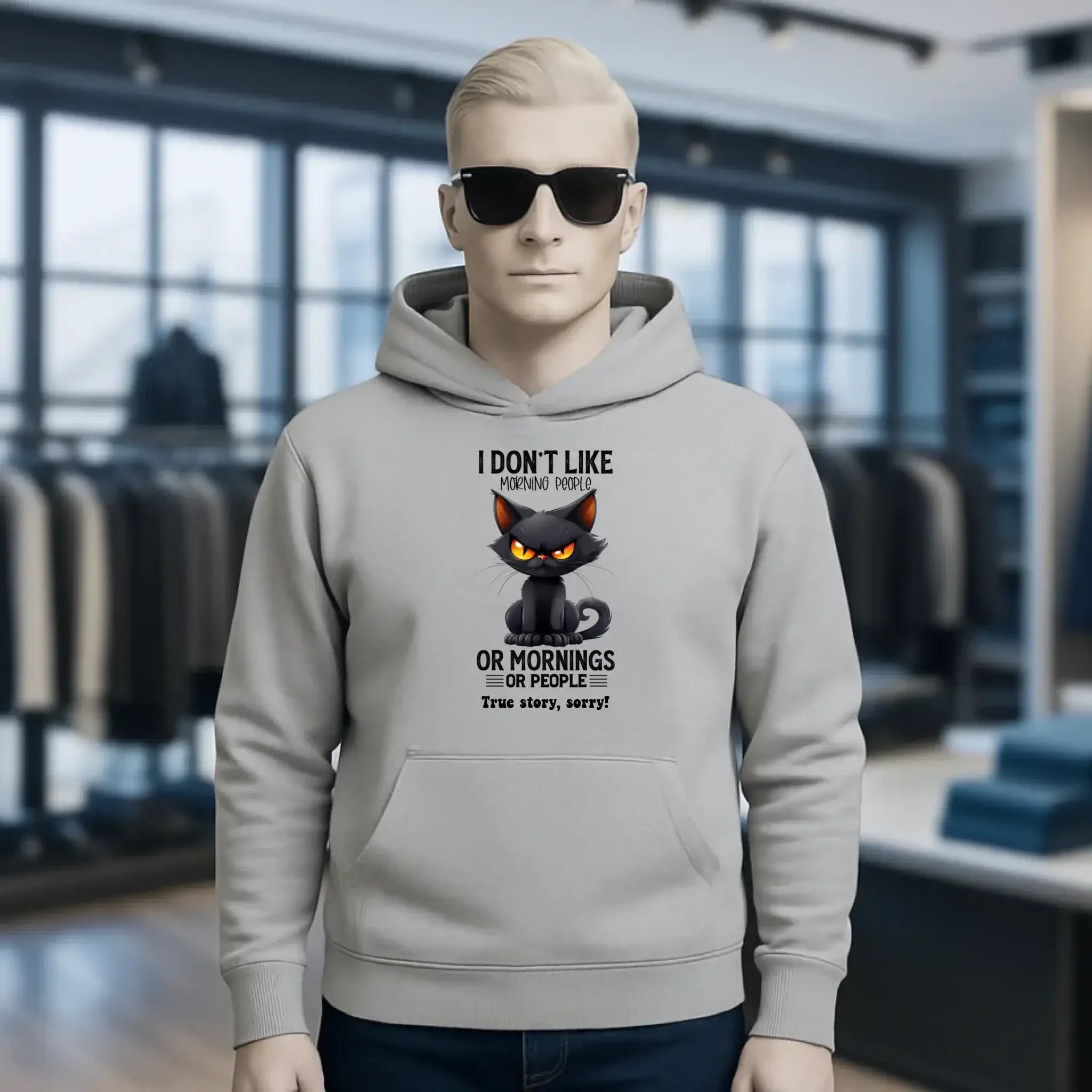 Morning people • Katze • Unisex Premium Hoodie XS-5XL aus Bio-Baumwolle für Damen & Herren • Exklusivdesign • personalisiert
