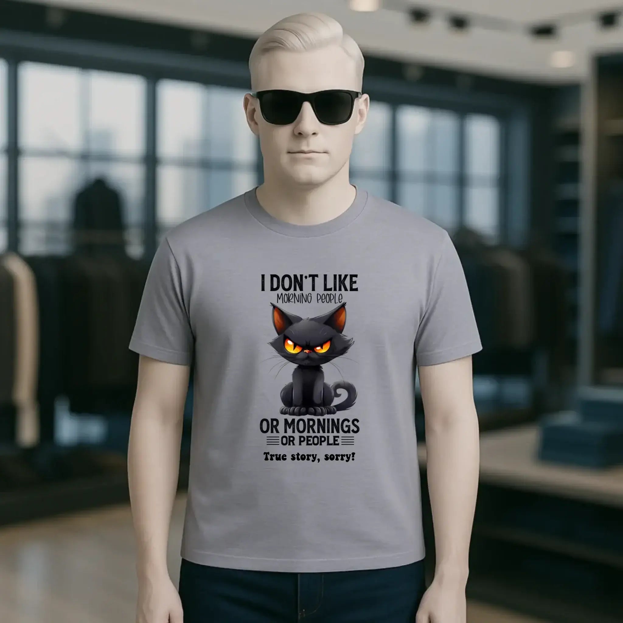 Morning people • Katze • Unisex Premium T-Shirt XS-5XL aus Bio-Baumwolle für Damen & Herren • Exklusivdesign • personalisiert
