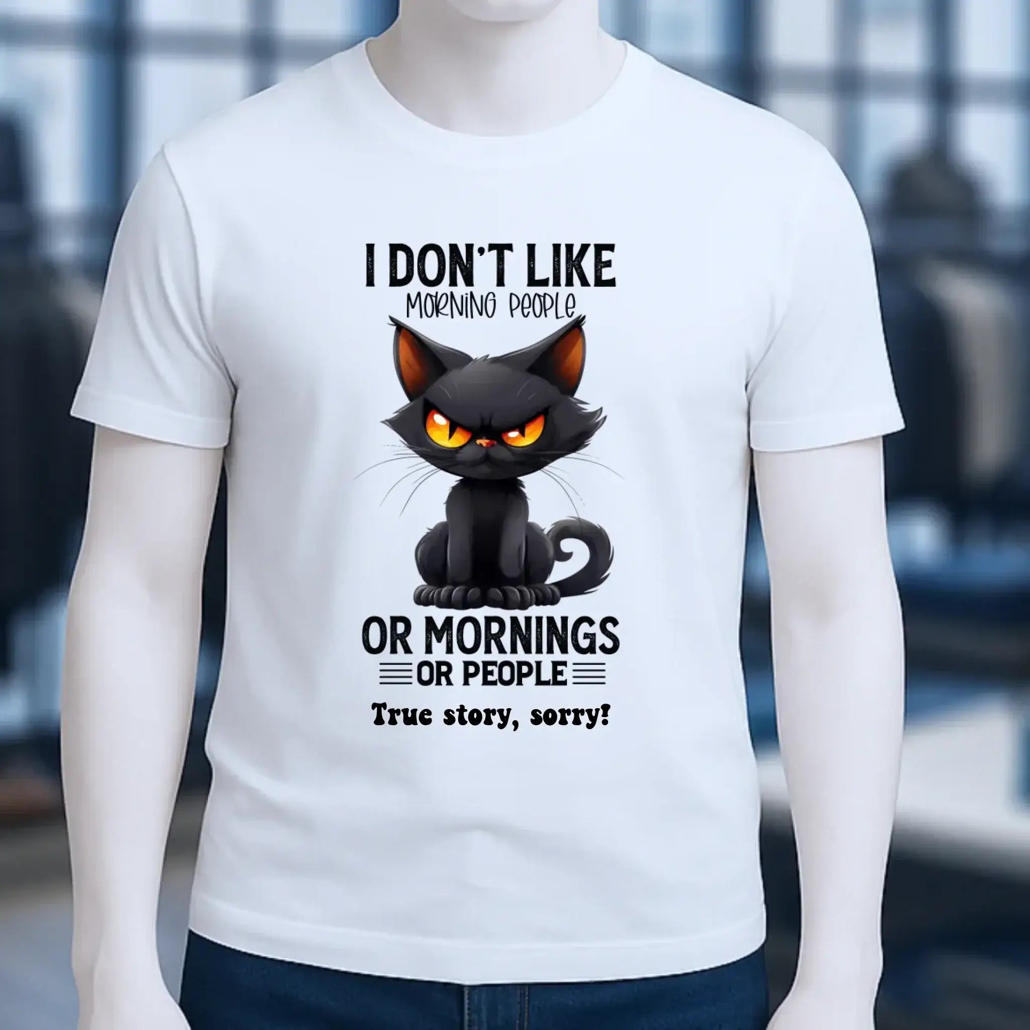 Morning people • Katze • Unisex Premium T-Shirt XS-5XL aus Bio-Baumwolle für Damen & Herren • Exklusivdesign • personalisiert