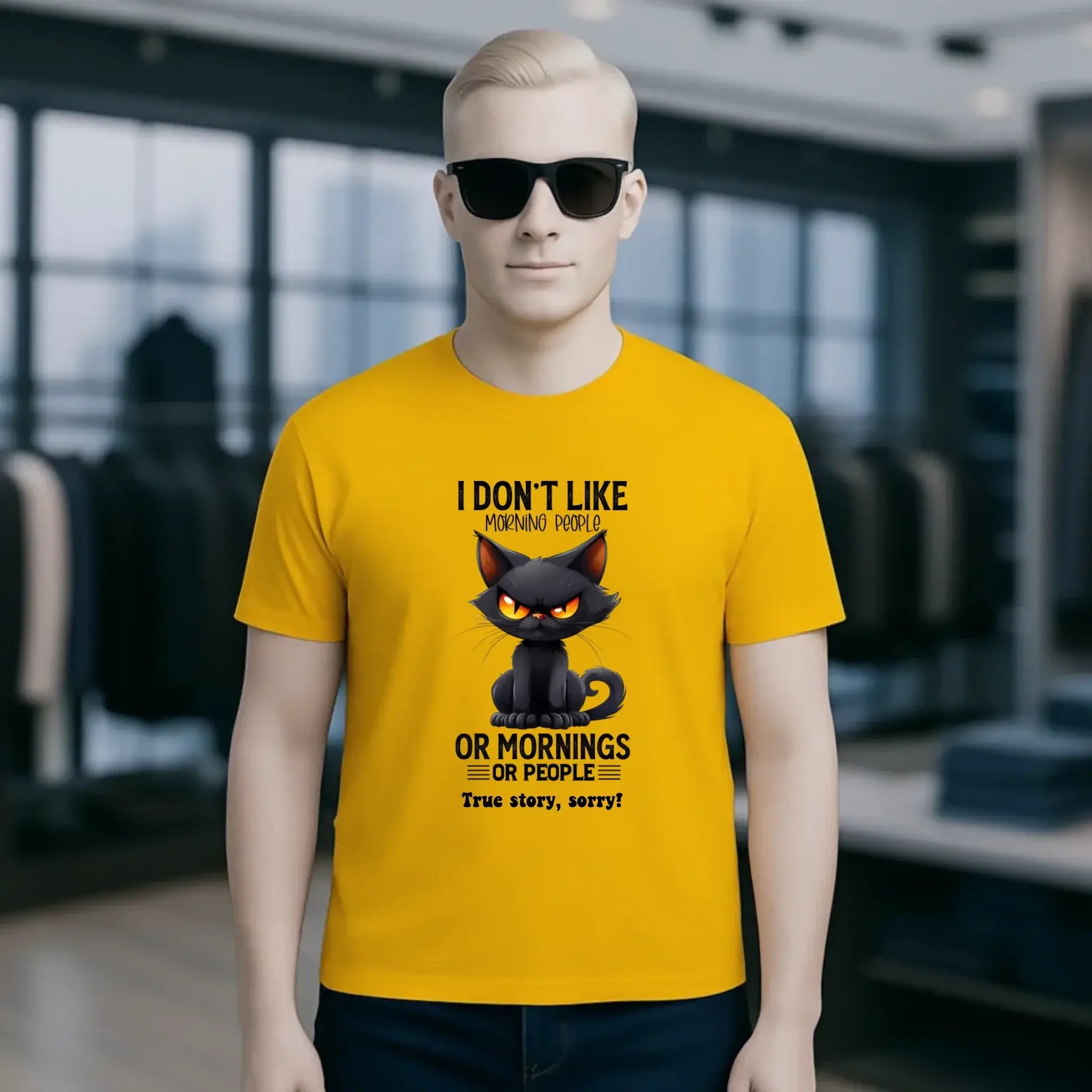 Morning people • Katze • Unisex Premium T-Shirt XS-5XL aus Bio-Baumwolle für Damen & Herren • Exklusivdesign • personalisiert