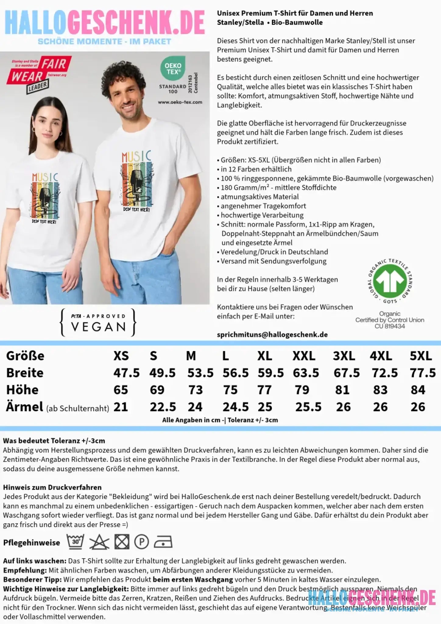 Music • Sing • Mic • Unisex Premium T-Shirt XS-5XL aus Bio-Baumwolle für Herren & Damen • personalisiert • Motivprodukt