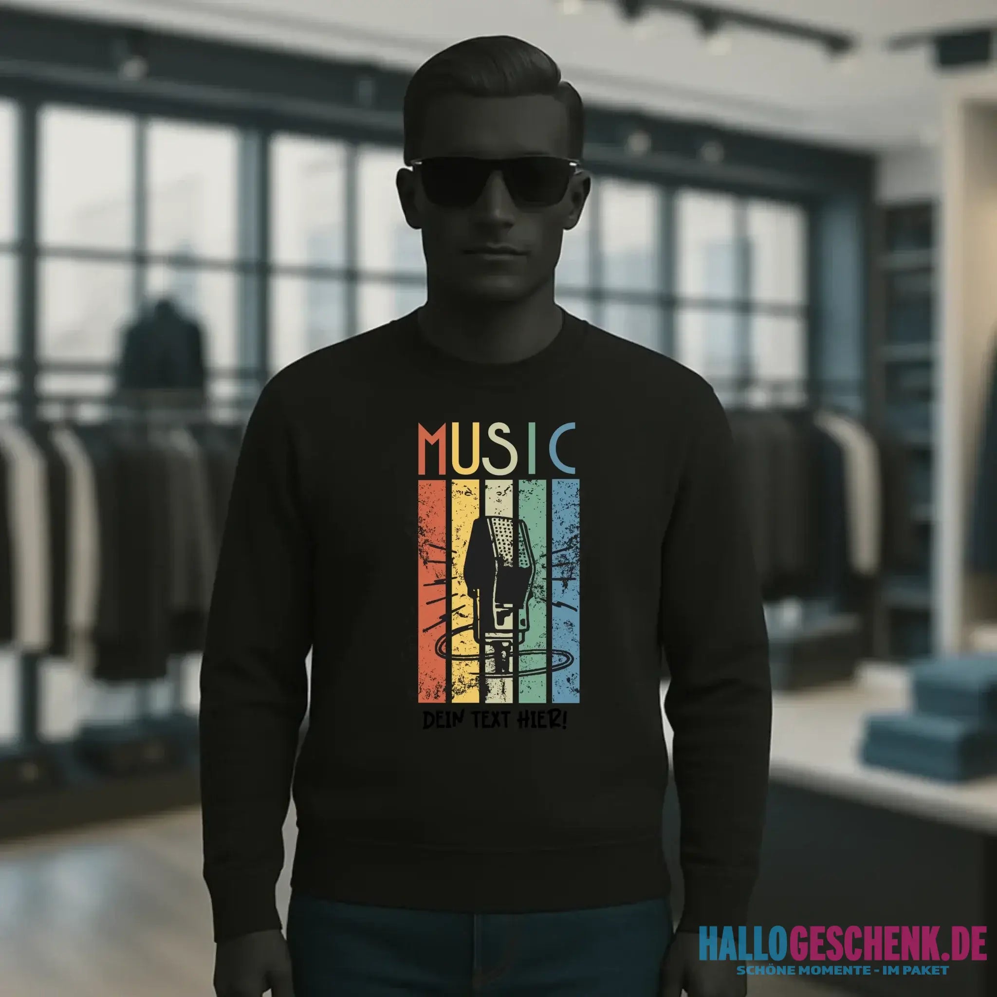 Music • Sing • Mic • Unisex Sweatshirt Bio-Baumwolle in 4 Farben XS-3XL • personalisiert