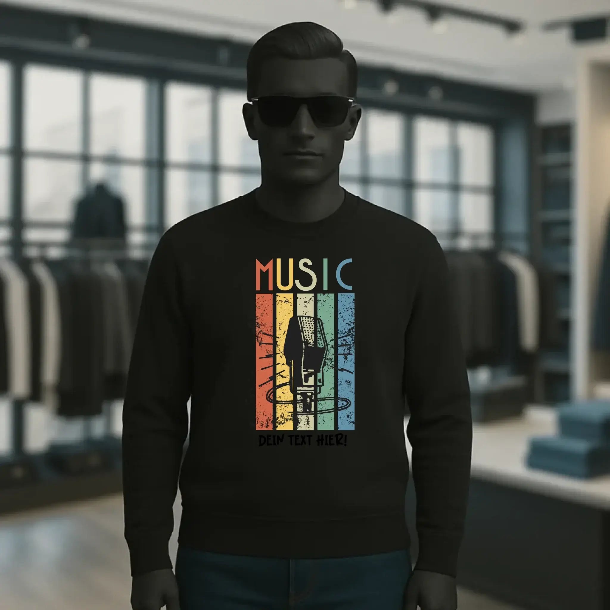 Music • Sing • Mic • Unisex Sweatshirt Bio-Baumwolle in 4 Farben XS-3XL • personalisiert