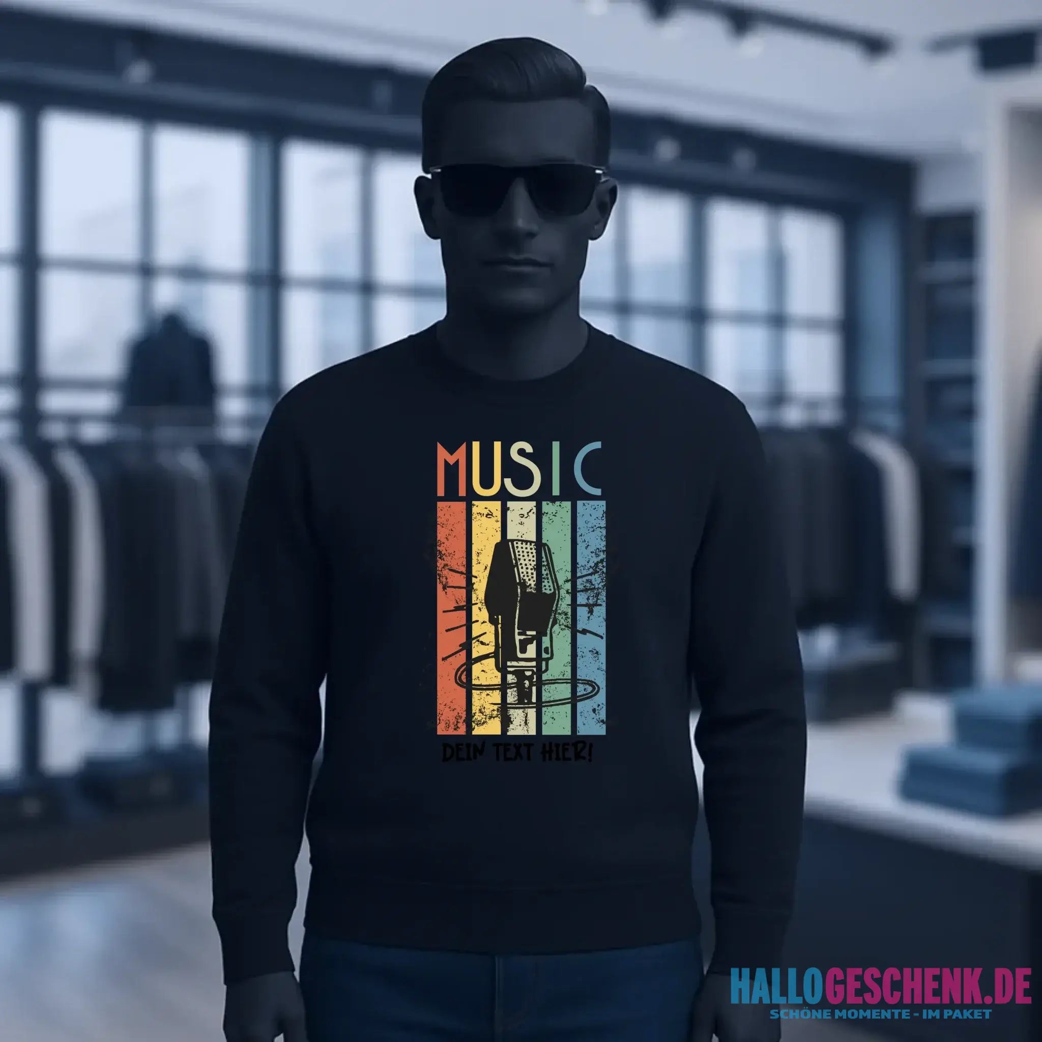 Music • Sing • Mic • Unisex Sweatshirt Bio-Baumwolle in 4 Farben XS-3XL • personalisiert