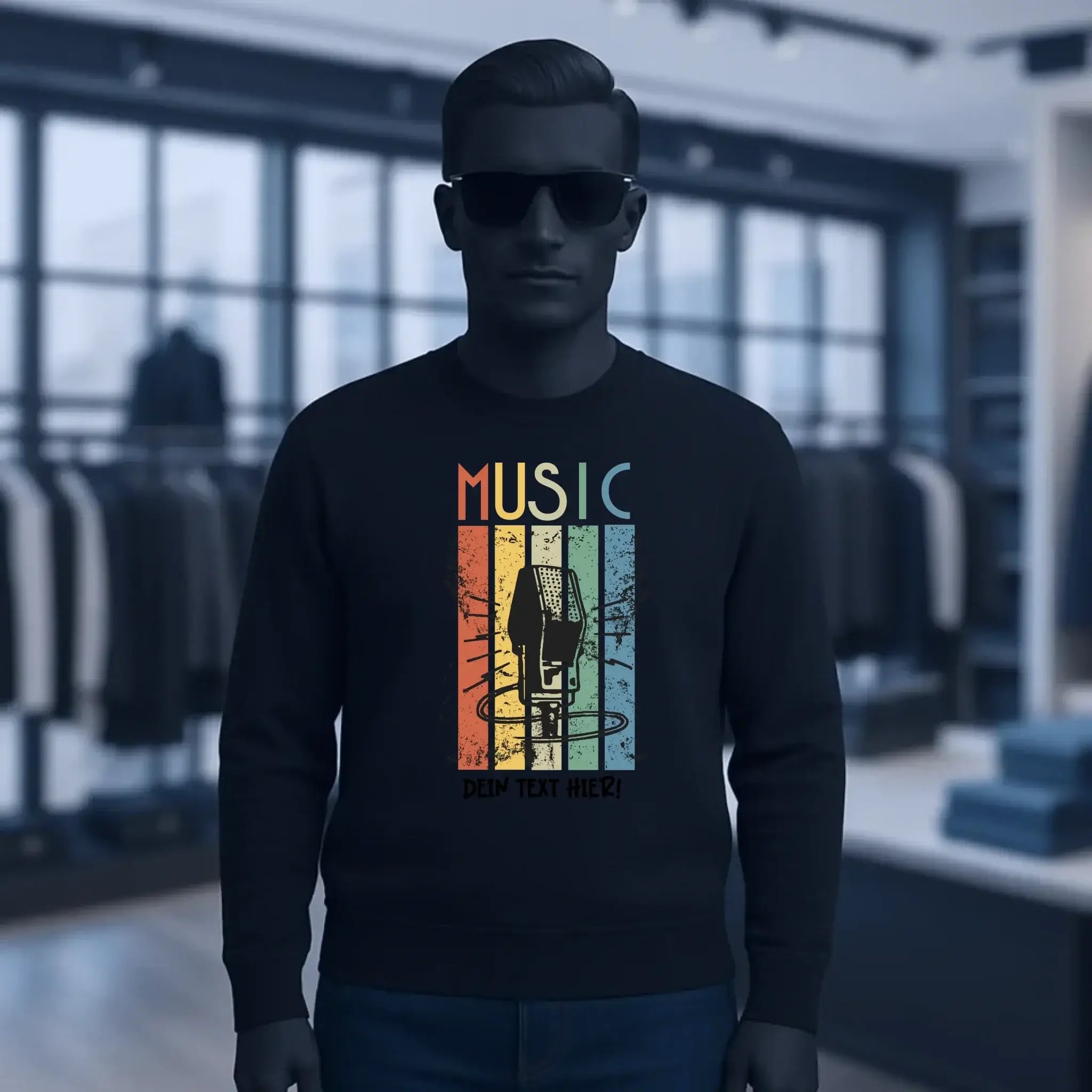 Music • Sing • Mic • Unisex Sweatshirt Bio-Baumwolle in 4 Farben XS-3XL • personalisiert