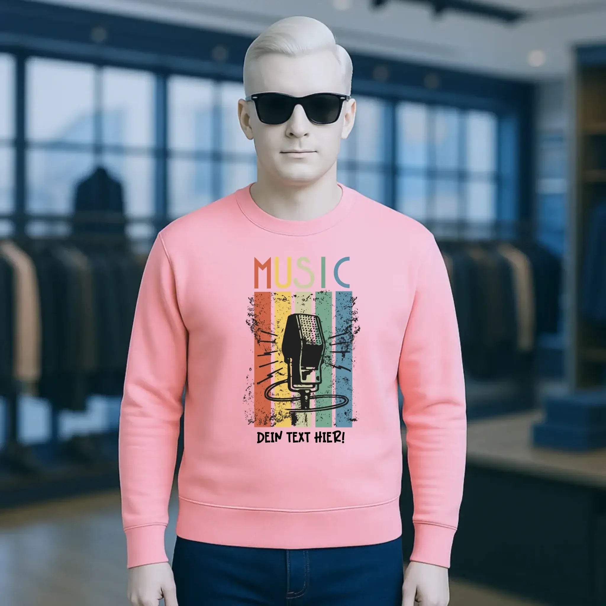 Music • Sing • Mic • Unisex Sweatshirt Bio-Baumwolle in 4 Farben XS-3XL • personalisiert