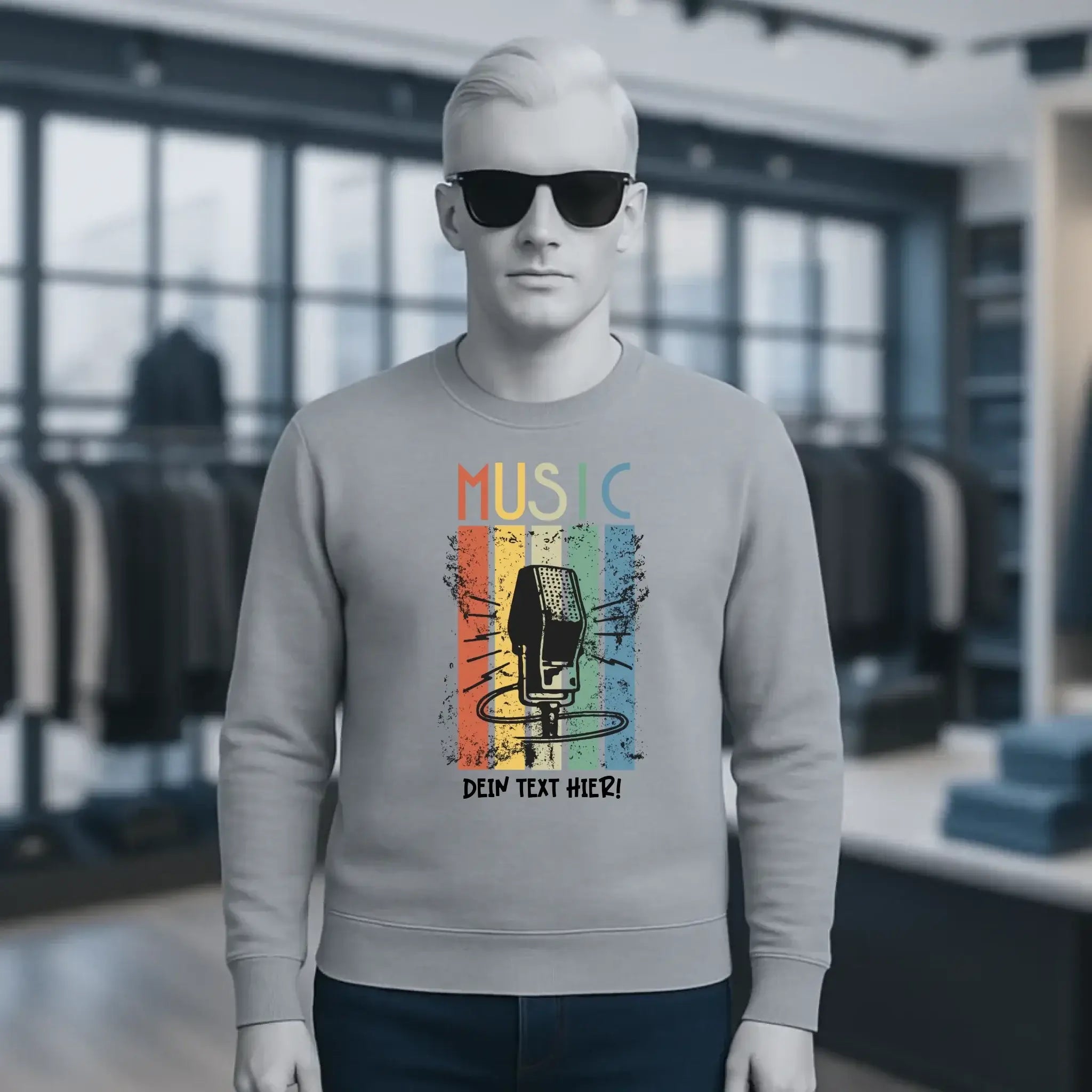 Music • Sing • Mic • Unisex Sweatshirt Bio-Baumwolle in 4 Farben XS-3XL • personalisiert