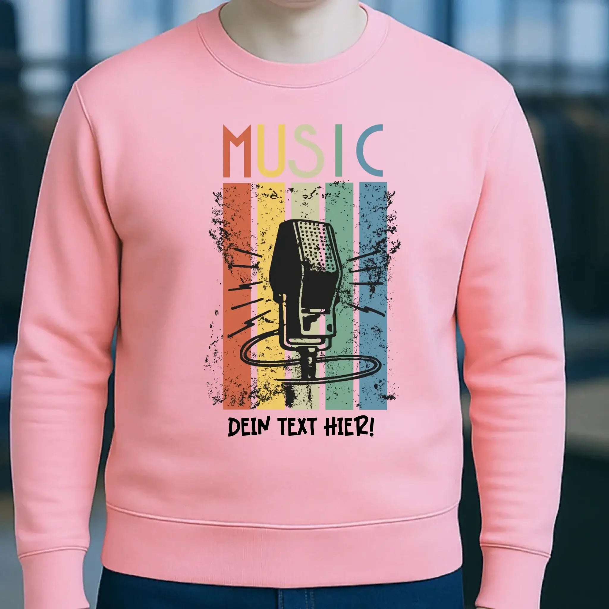 Music • Sing • Mic • Unisex Sweatshirt Bio-Baumwolle in 4 Farben XS-3XL • personalisiert