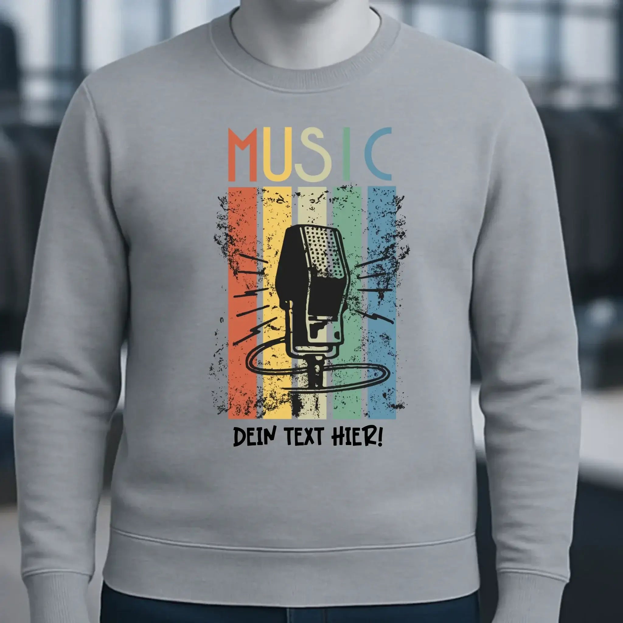 Music • Sing • Mic • Unisex Sweatshirt Bio-Baumwolle in 4 Farben XS-3XL • personalisiert