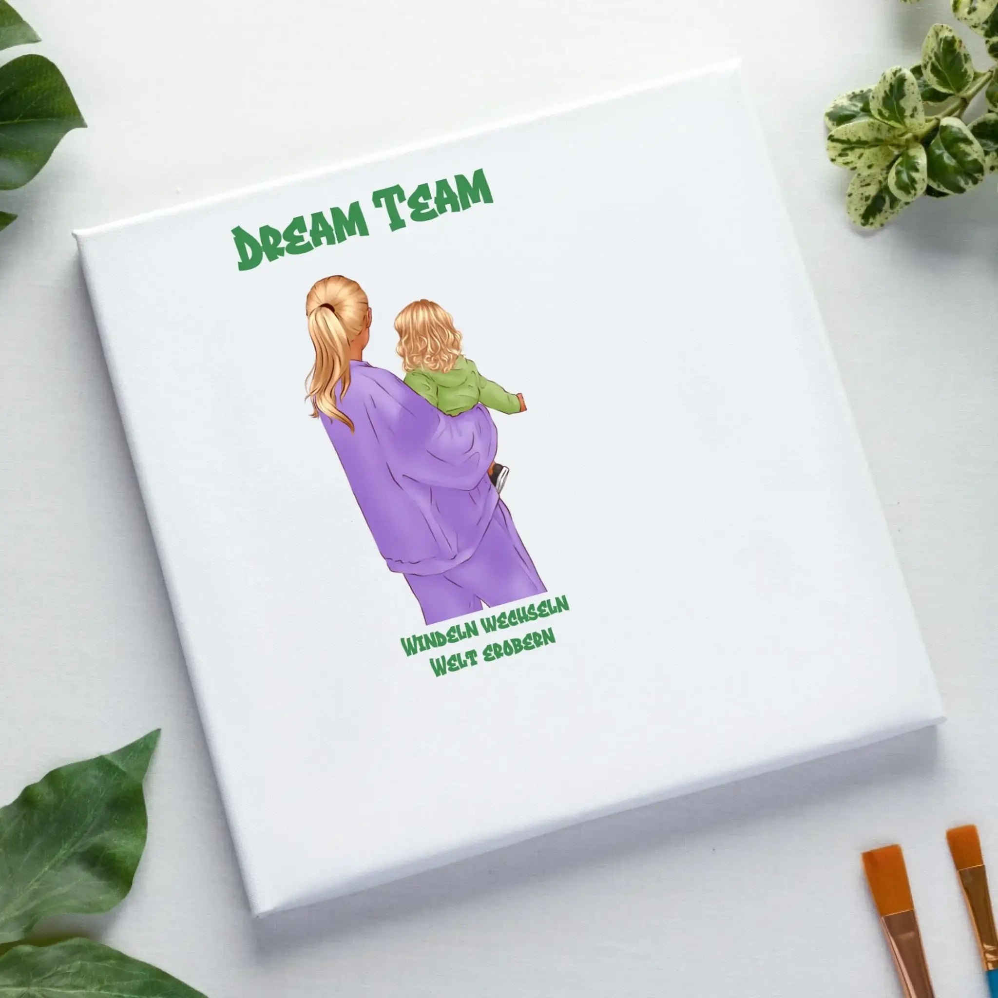 Mutter & Baby Designer • Leinwand in 4 Größen - Leinwand auf Holzkeilrahmen / Standard / 20cm-x-20xm - Customizer