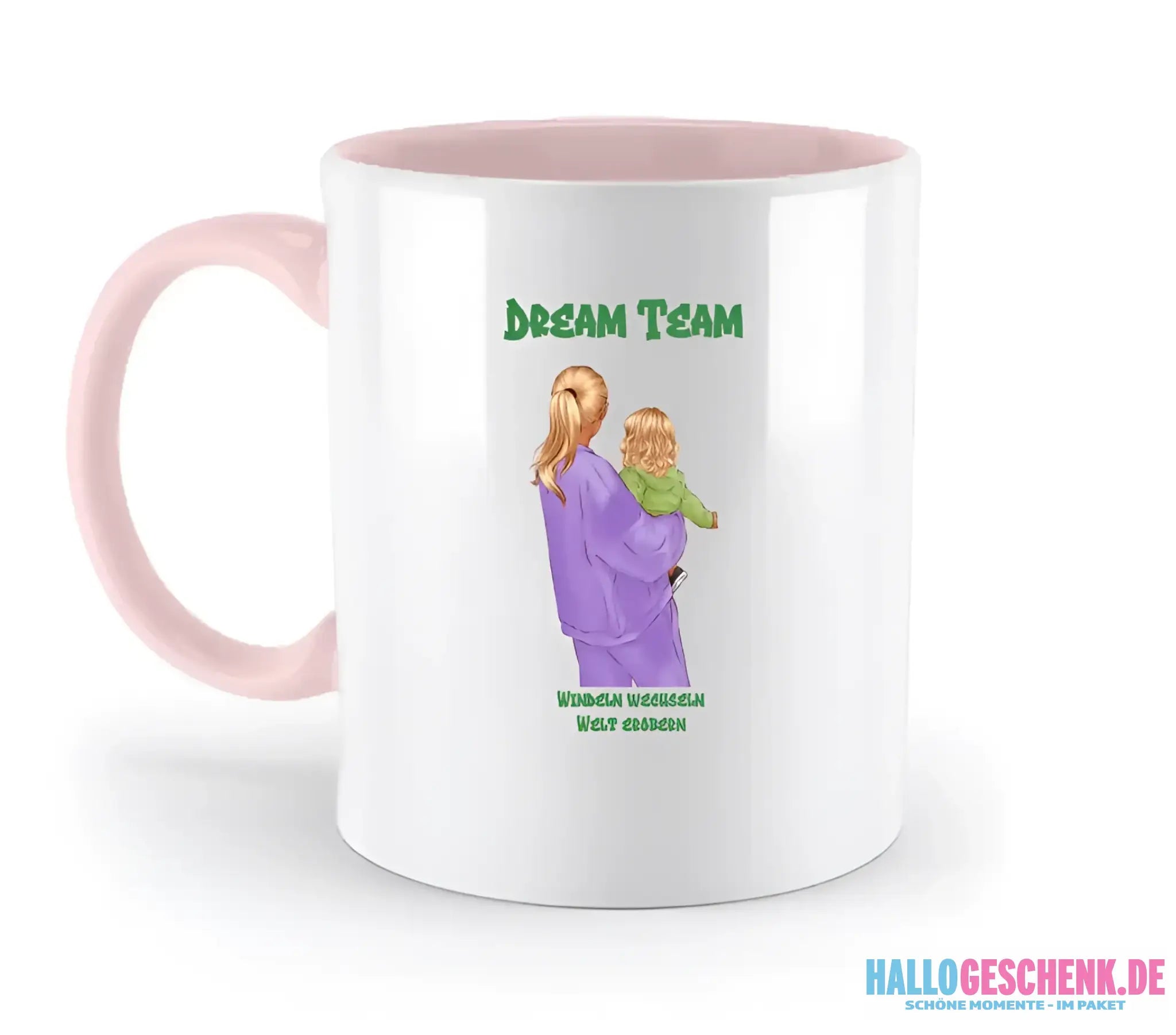 Mutter & Baby Designer, personalisierbar: Zweifarbige Tasse 330ml mit farbigem Innendruck