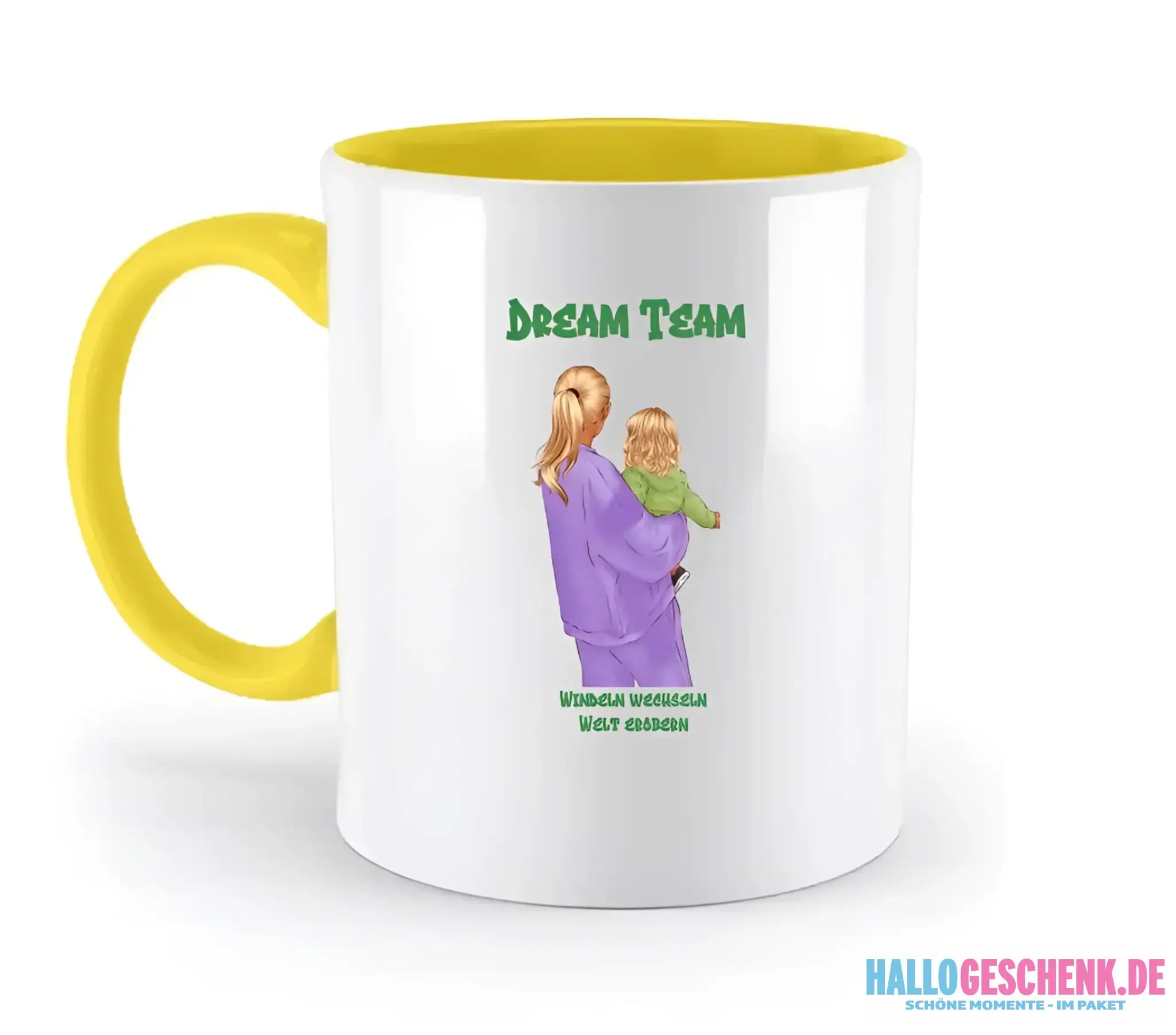Mutter & Baby Designer, personalisierbar: Zweifarbige Tasse 330ml mit farbigem Innendruck