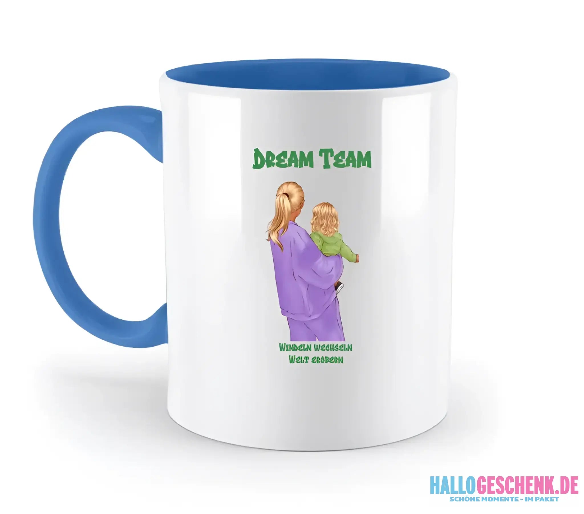 Mutter & Baby Designer, personalisierbar: Zweifarbige Tasse 330ml mit farbigem Innendruck