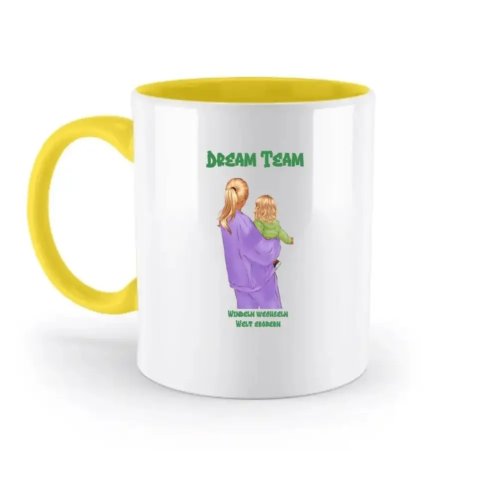 Mutter & Baby Designer, personalisierbar: Zweifarbige Tasse 330ml mit farbigem Innendruck