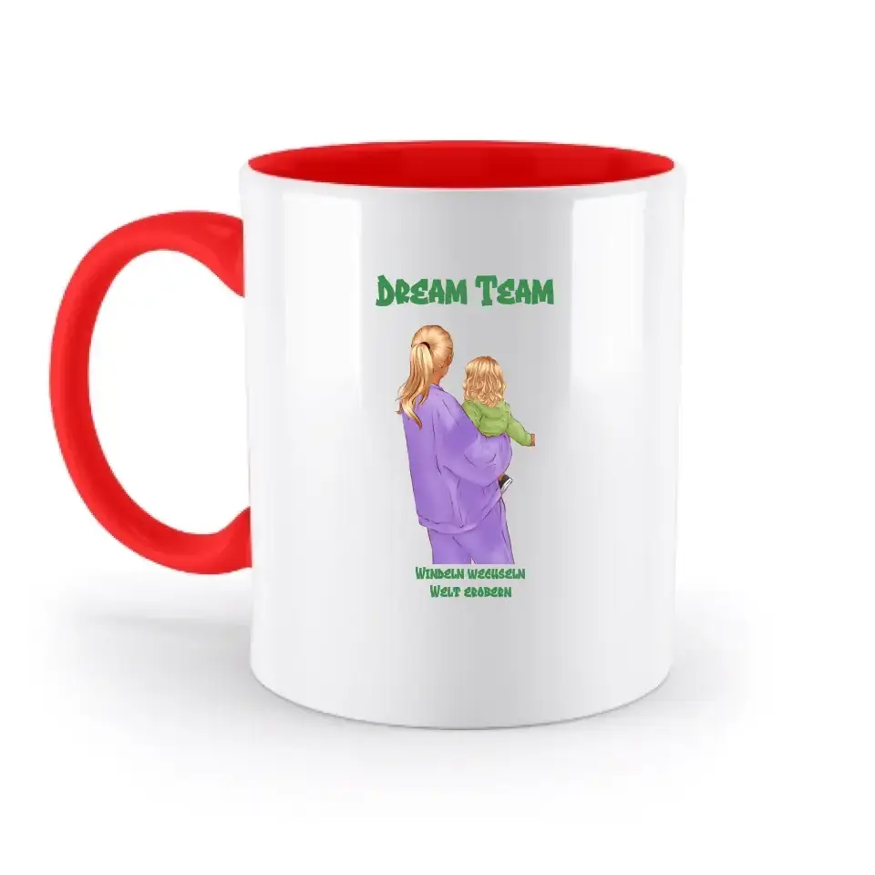 Mutter & Baby Designer, personalisierbar: Zweifarbige Tasse 330ml mit farbigem Innendruck