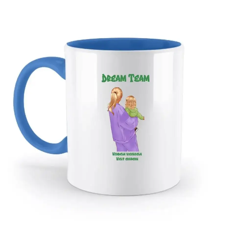 Mutter & Baby Designer, personalisierbar: Zweifarbige Tasse 330ml mit farbigem Innendruck