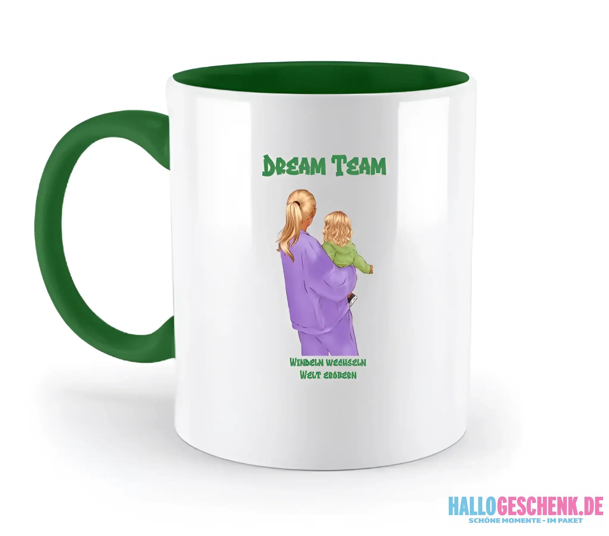 Mutter & Baby Designer, personalisierbar: Zweifarbige Tasse 330ml mit farbigem Innendruck
