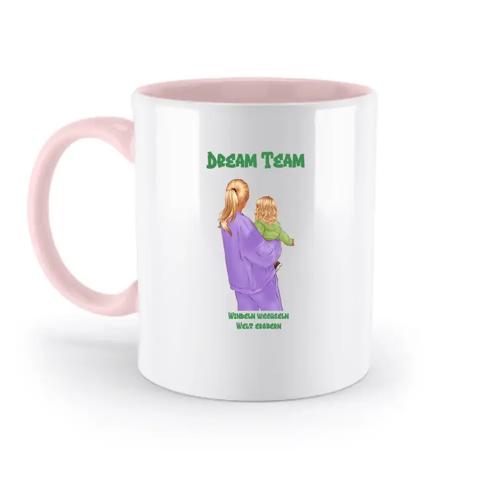 Mutter & Baby Designer, personalisierbar: Zweifarbige Tasse 330ml mit farbigem Innendruck