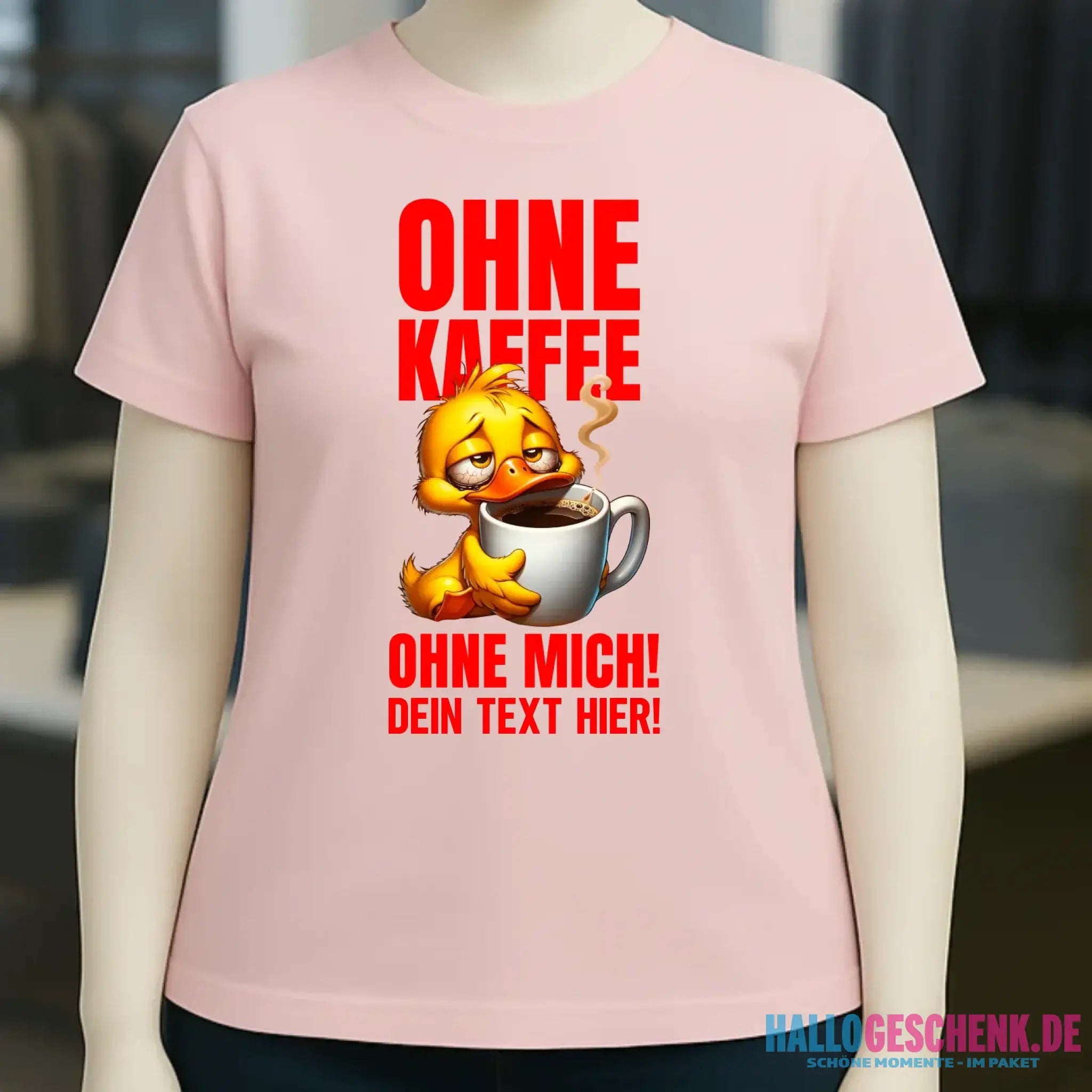 Ohne Kaffee - ohne mich! Ente • Ladies Premium T-Shirt XS-2XL aus Bio-Baumwolle für Damen • Exklusivdesign • personalisiert