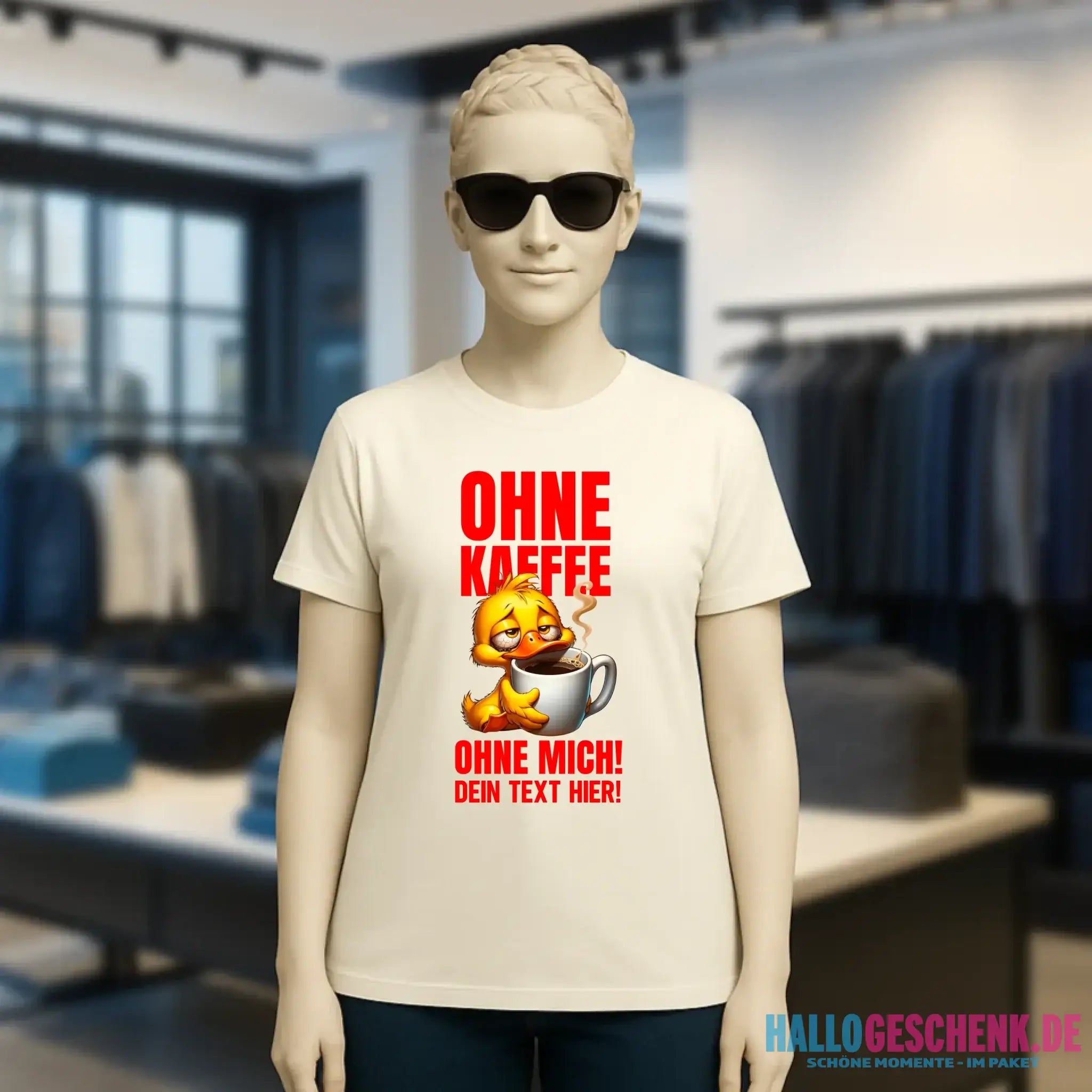 Ohne Kaffee - ohne mich! Ente • Ladies Premium T-Shirt XS-2XL aus Bio-Baumwolle für Damen • Exklusivdesign • personalisiert