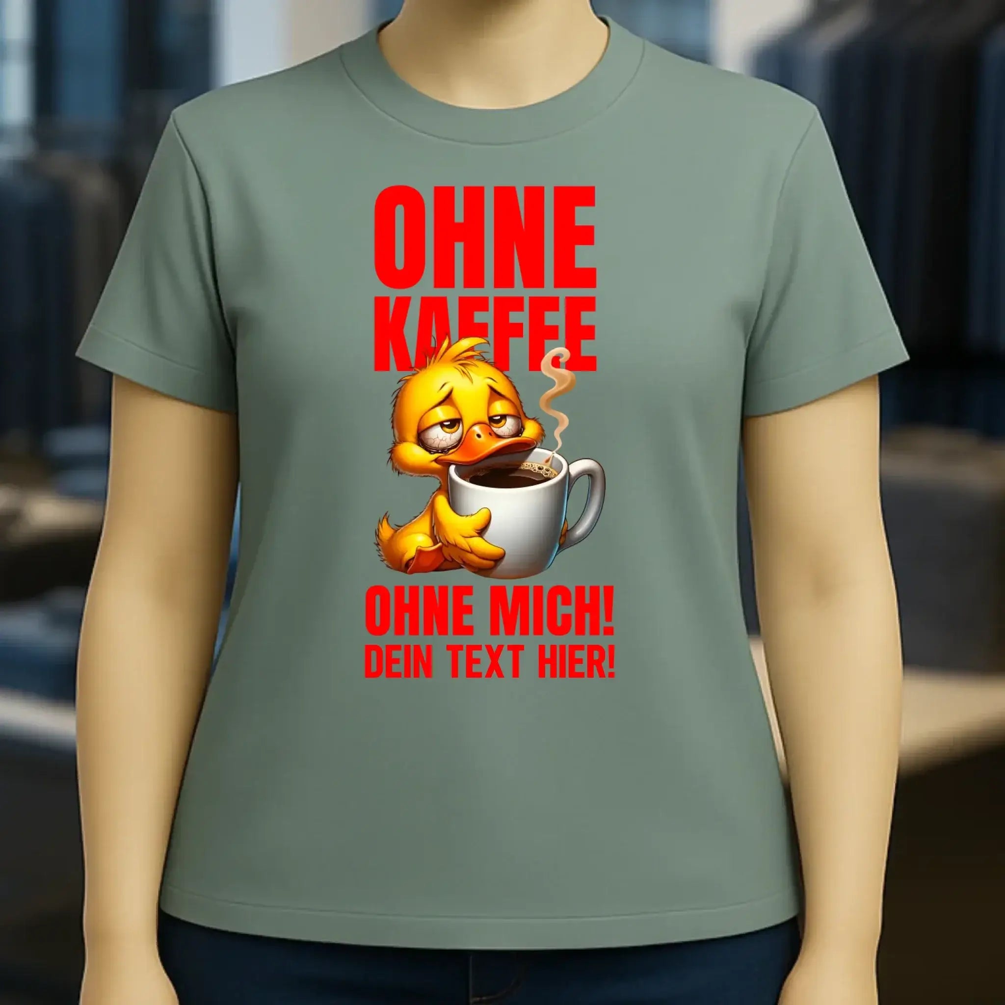 Ohne Kaffee - ohne mich! Ente • Ladies Premium T-Shirt XS-2XL aus Bio-Baumwolle für Damen • Exklusivdesign • personalisiert