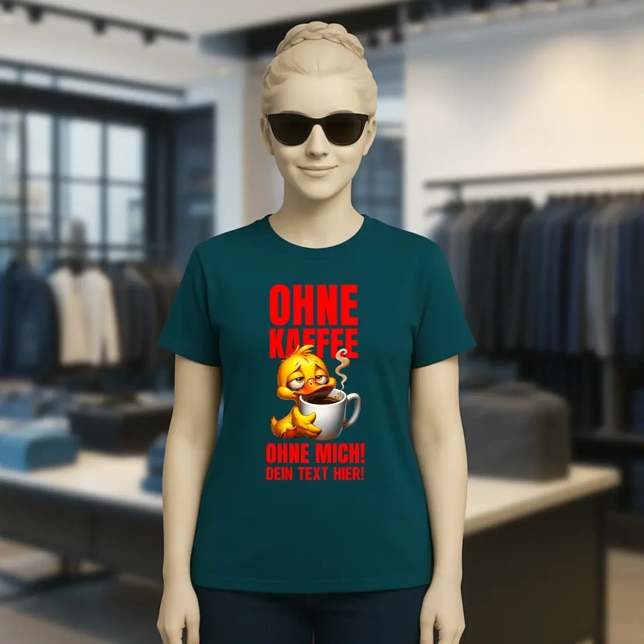 Ohne Kaffee - ohne mich! Ente • Ladies Premium T-Shirt XS-2XL aus Bio-Baumwolle für Damen • Exklusivdesign • personalisiert