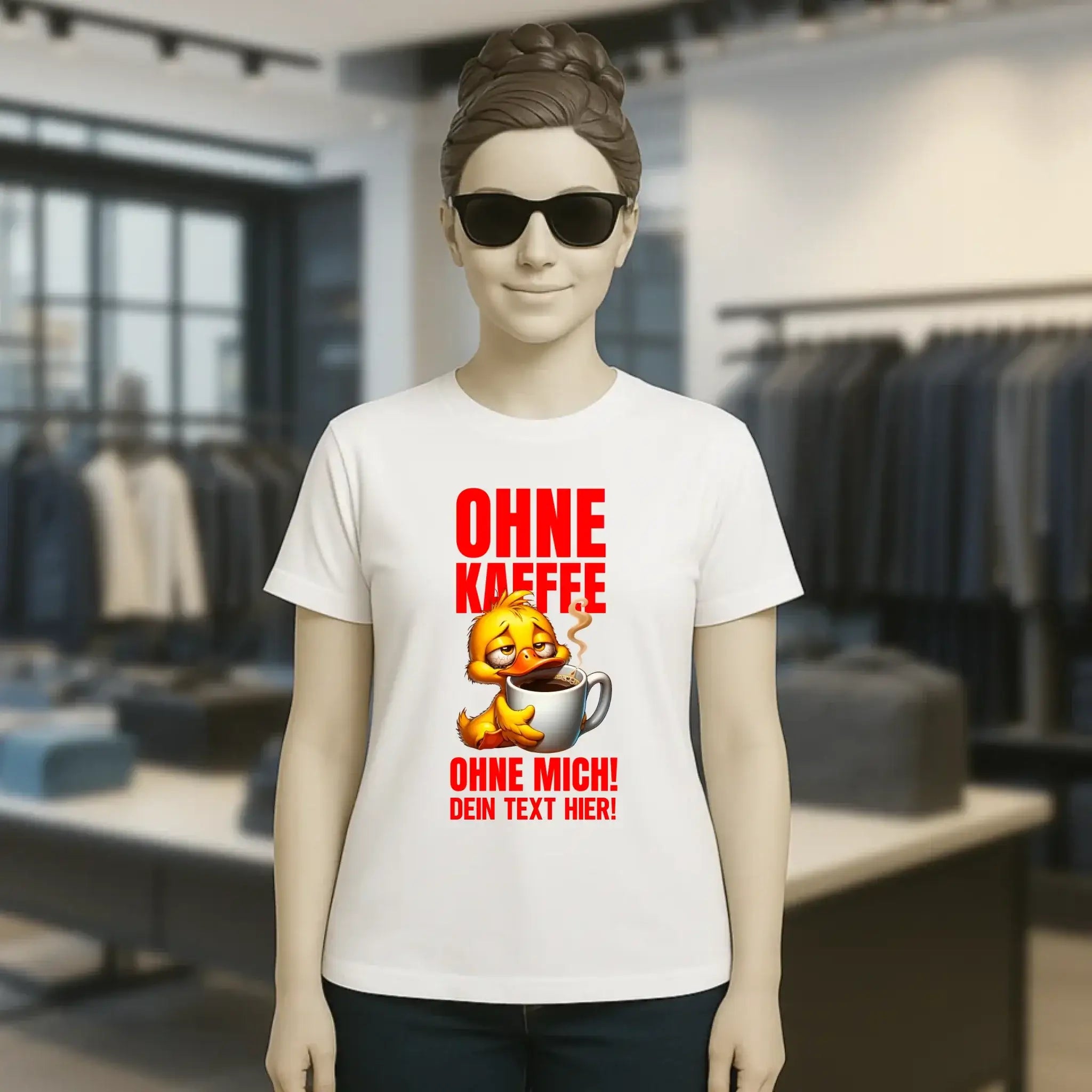 Ohne Kaffee - ohne mich! Ente • Ladies Premium T-Shirt XS-2XL aus Bio-Baumwolle für Damen • Exklusivdesign • personalisiert