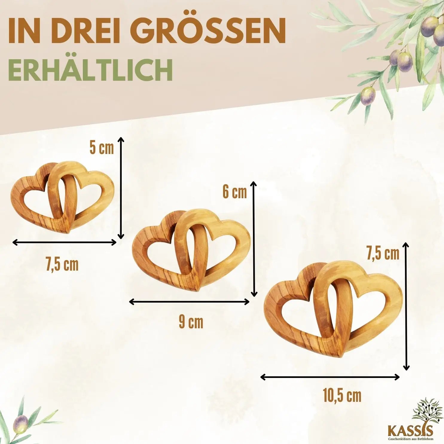 Olivenholz Verbundene Herzen schönes Geschenk zur Hochzeit Jubiläum Valentinstag - Herz