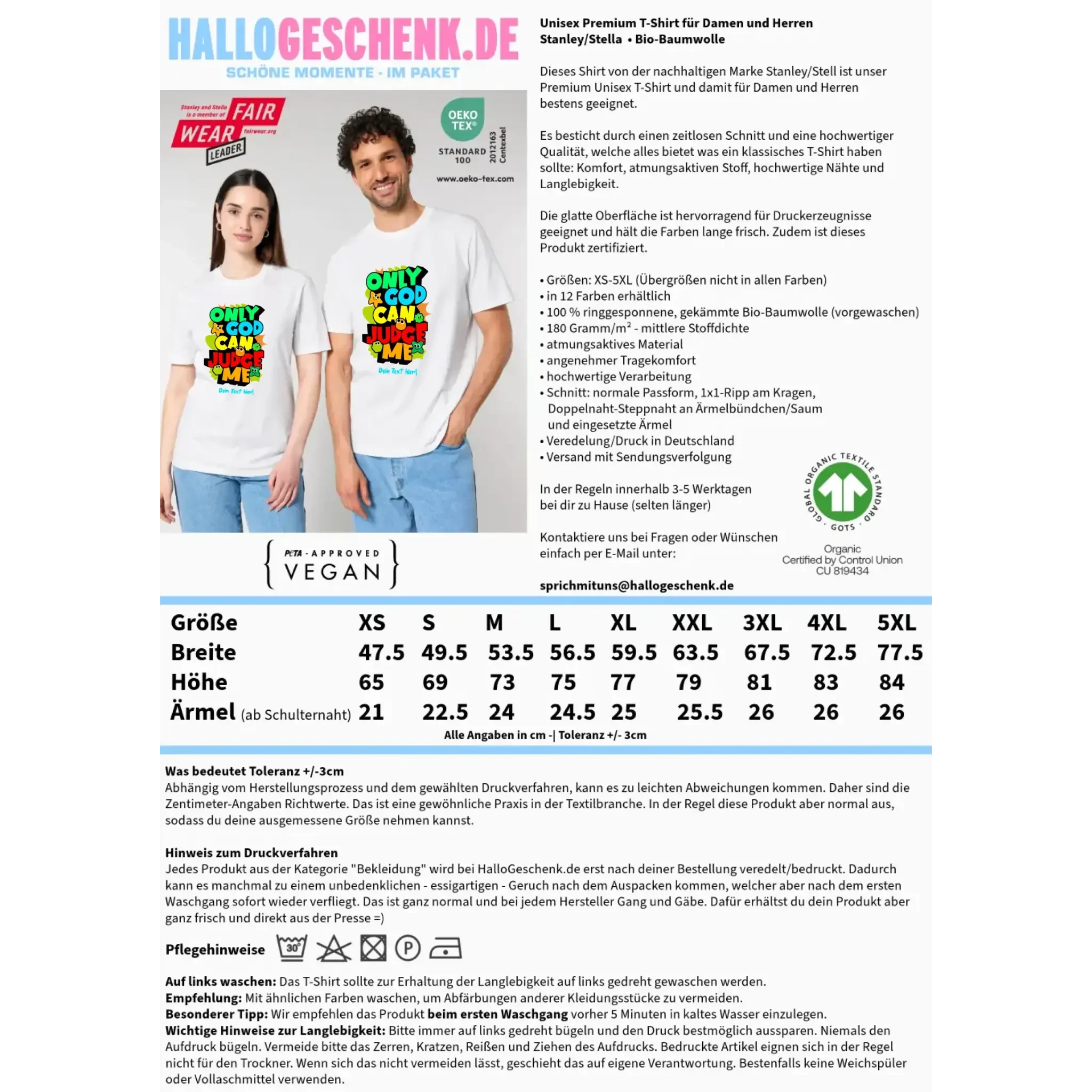 Only God • Unisex Premium T-Shirt XS-5XL aus Bio-Baumwolle für Damen & Herren • Exklusivdesign • personalisiert