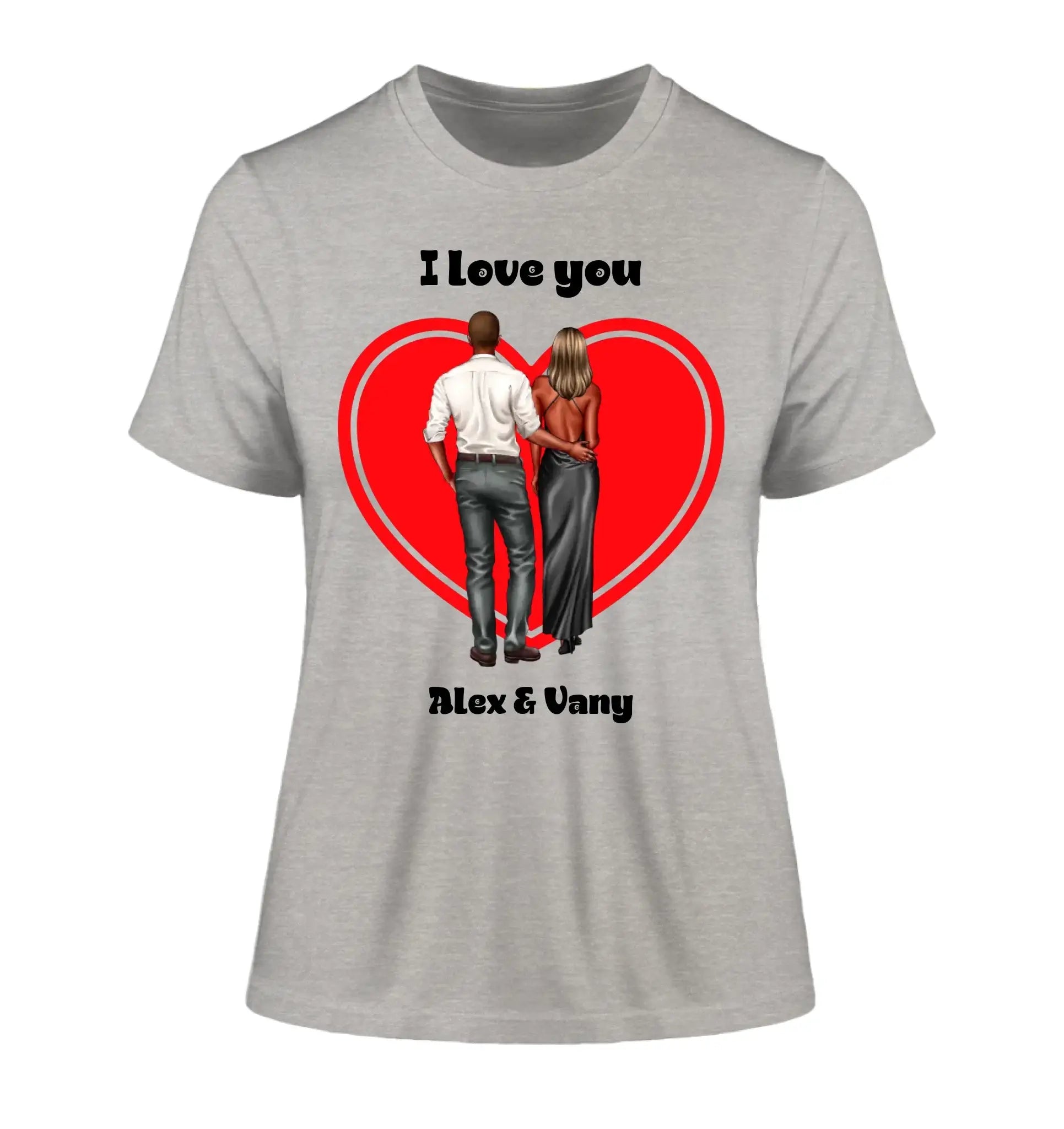 Paar-Design: Abendkleidung Couple (personalisierbare Figuren) - Damen T-Shirt (Fitted) • Bio / Heather Grey / 2XL