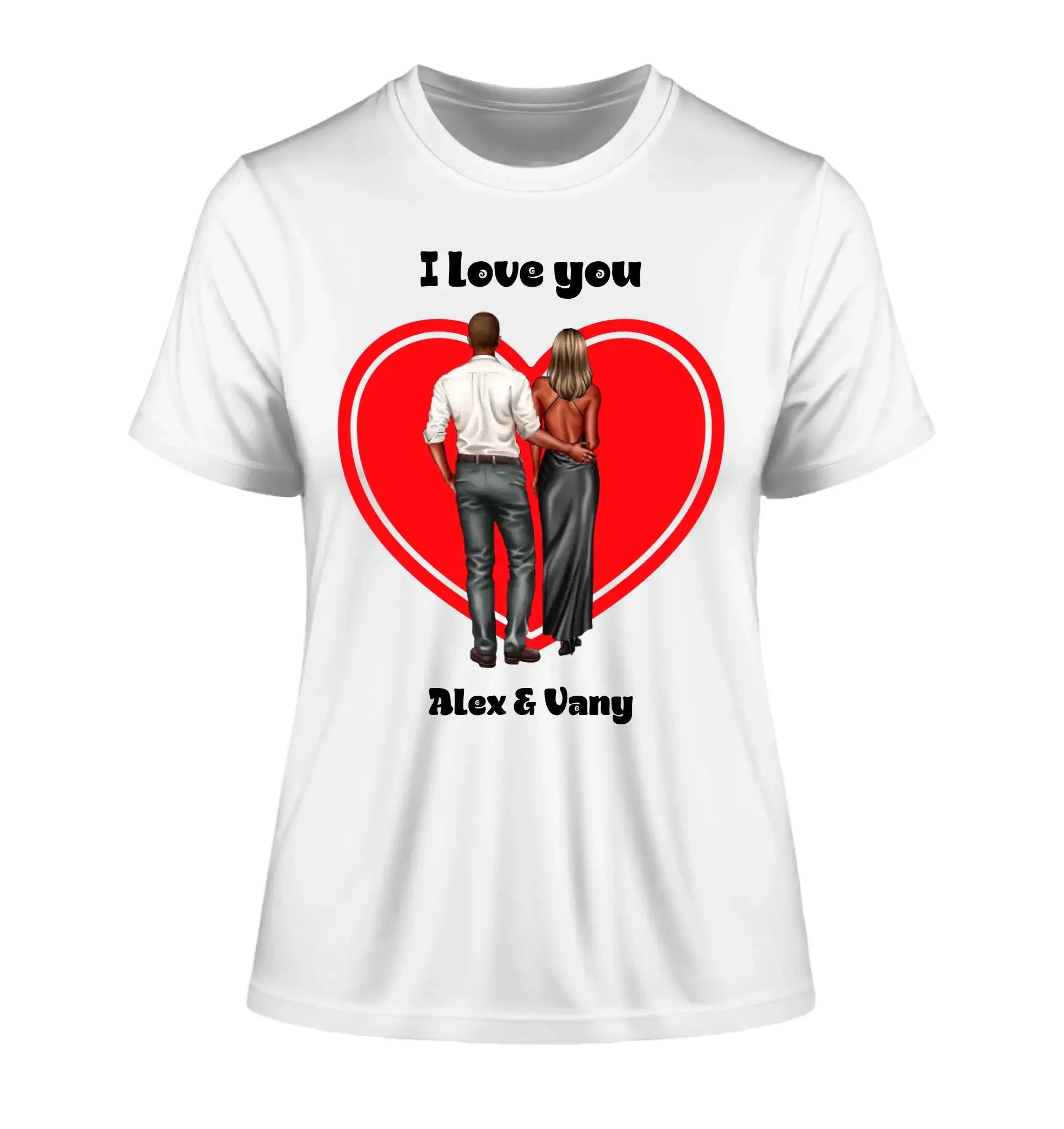 Paar-Design: Abendkleidung Couple (personalisierbare Figuren) - Damen T-Shirt (Fitted) • Bio / White / 2XL