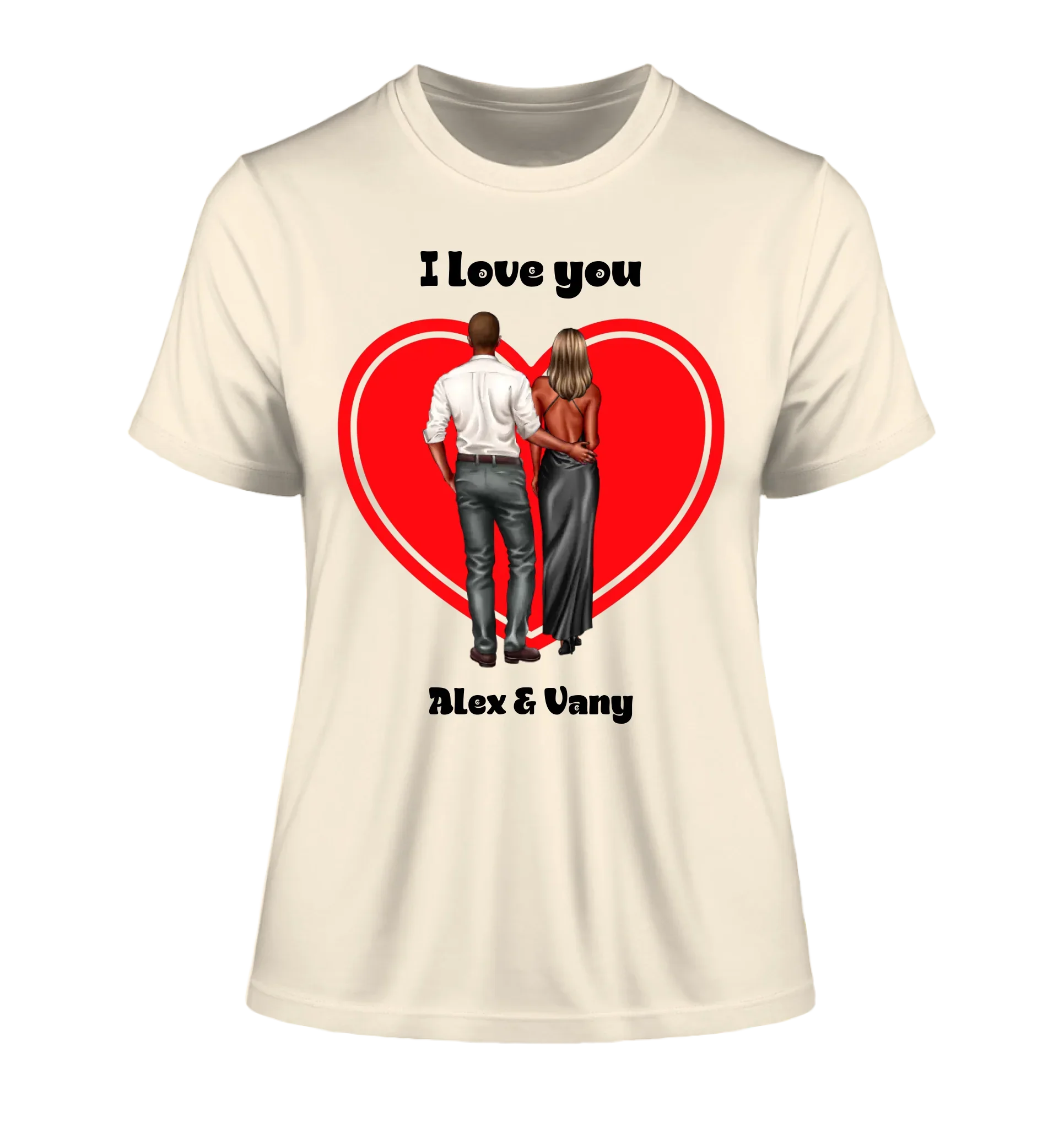 Paar-Design: Abendkleidung Couple (personalisierbare Figuren) - Damen T-Shirt (Fitted) • Bio / Natural / 2XL