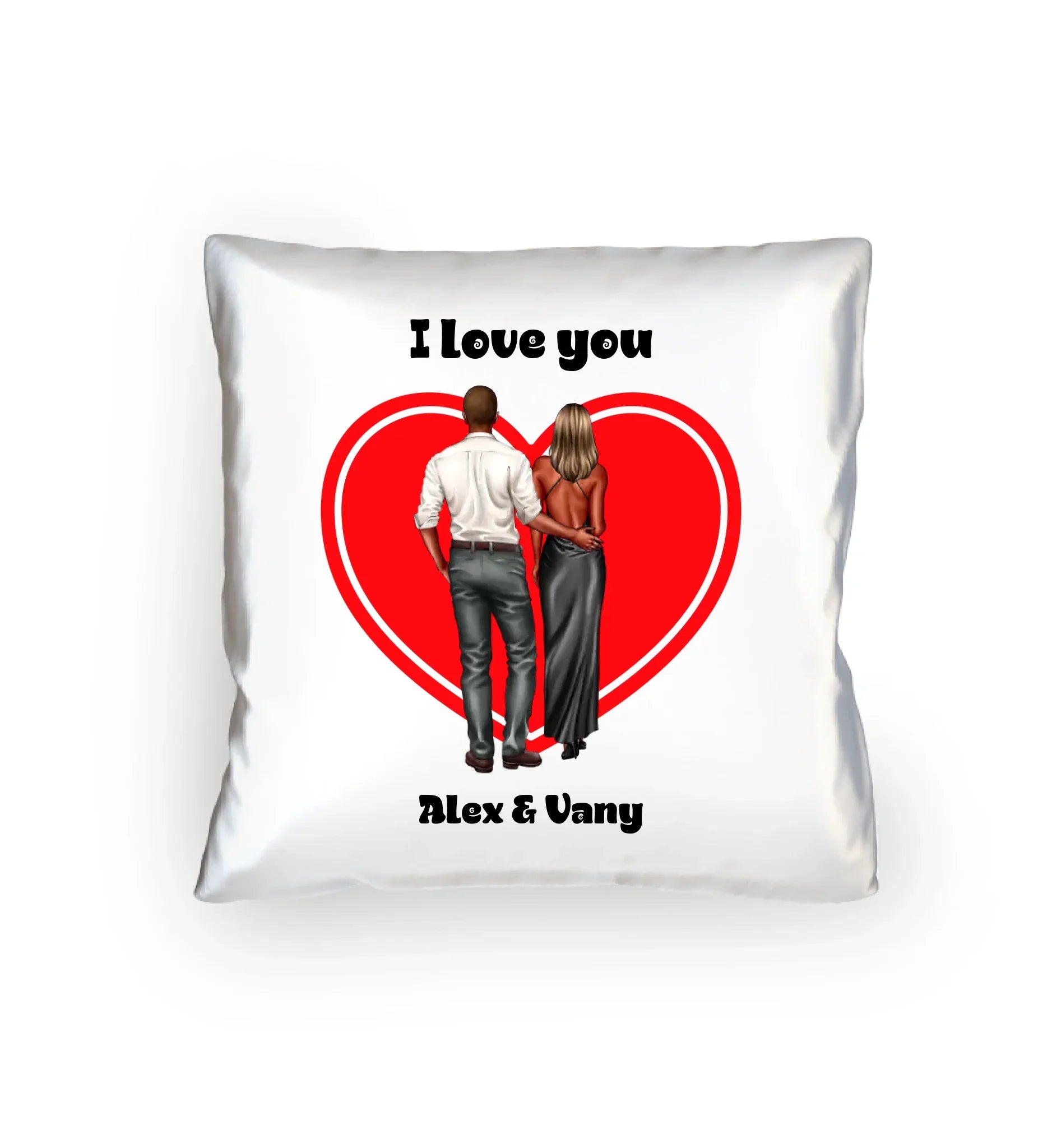 Paar-Design: Abendkleidung Couple (personalisierbare Figuren) - Kissen 40x40 cm / White / 40cm-x-40cm