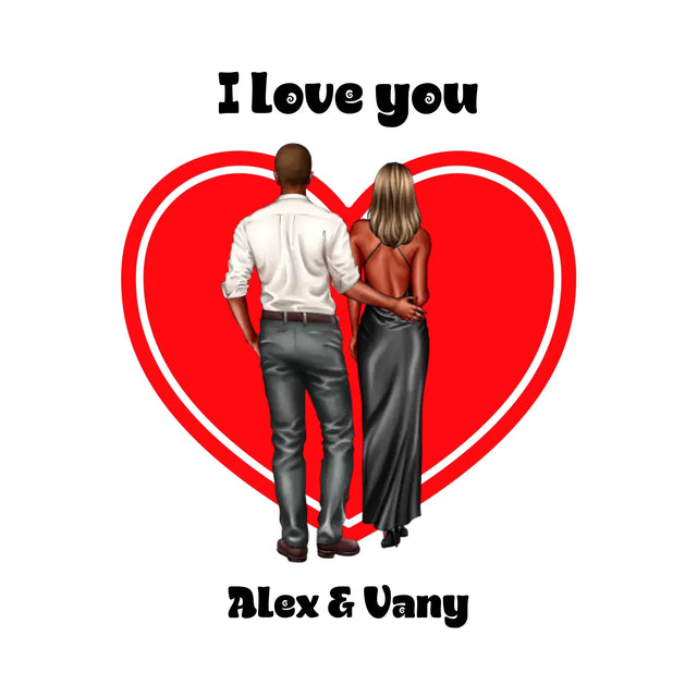 Paar-Design: Abendkleidung Couple (personalisierbare Figuren) - Sticker 20x20 cm (ausgestanzt) / White / OneSize