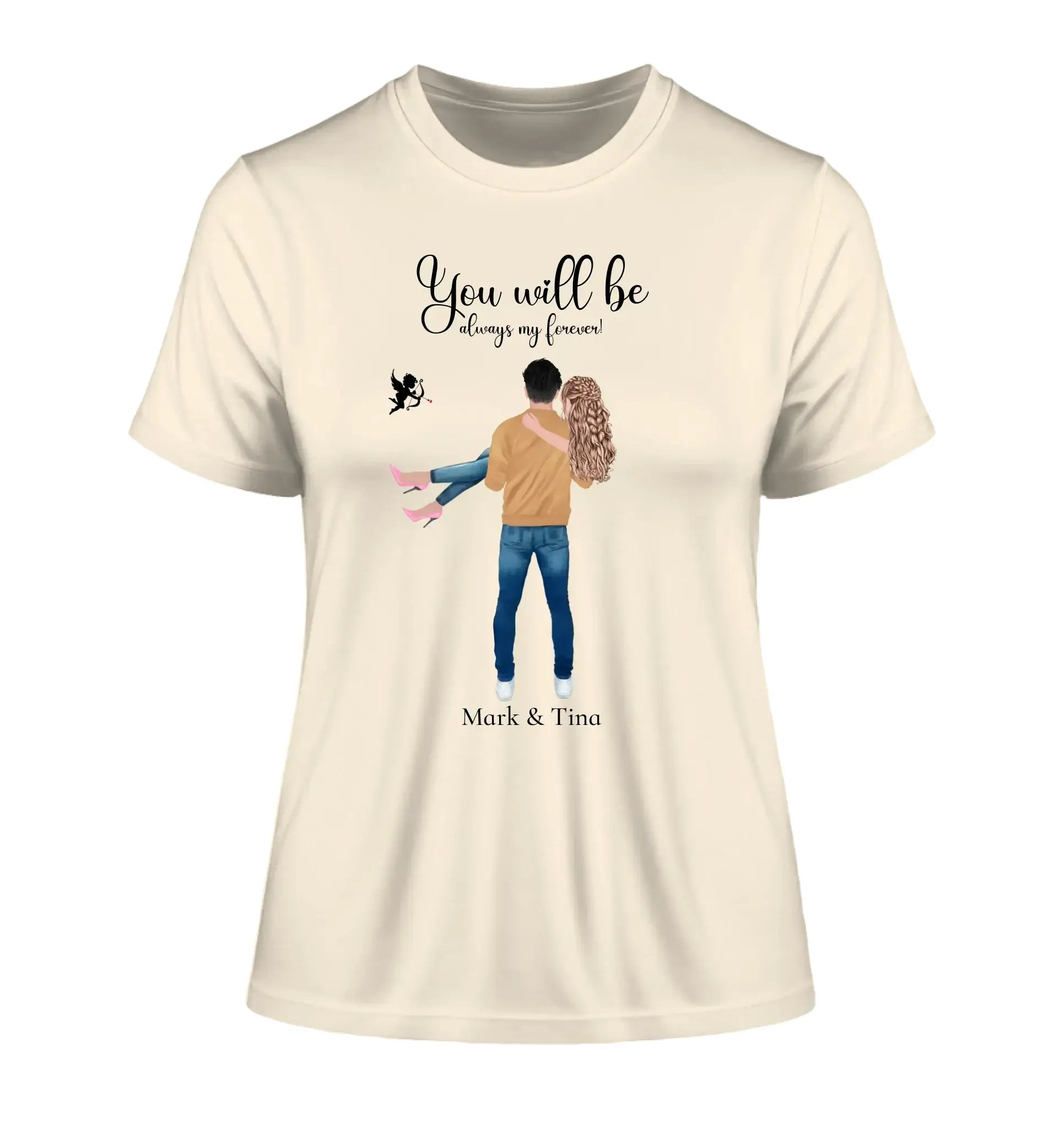Paar-Design: Carry my Love (personalisierbare Figuren) - Damen T-Shirt (Fitted) • Bio / Natural / 2XL