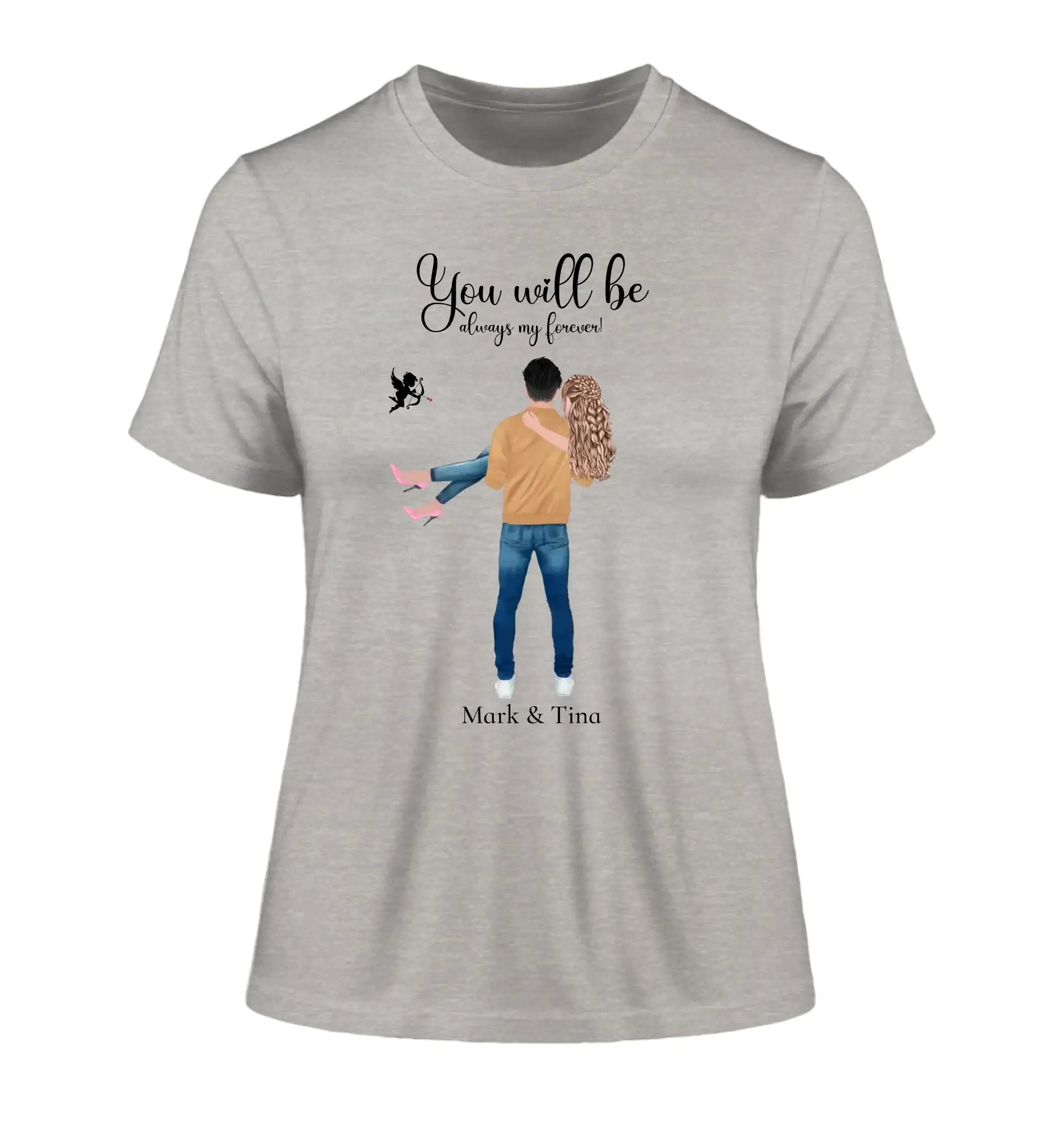 Paar-Design: Carry my Love (personalisierbare Figuren) - Damen T-Shirt (Fitted) • Bio / Heather Grey / 2XL