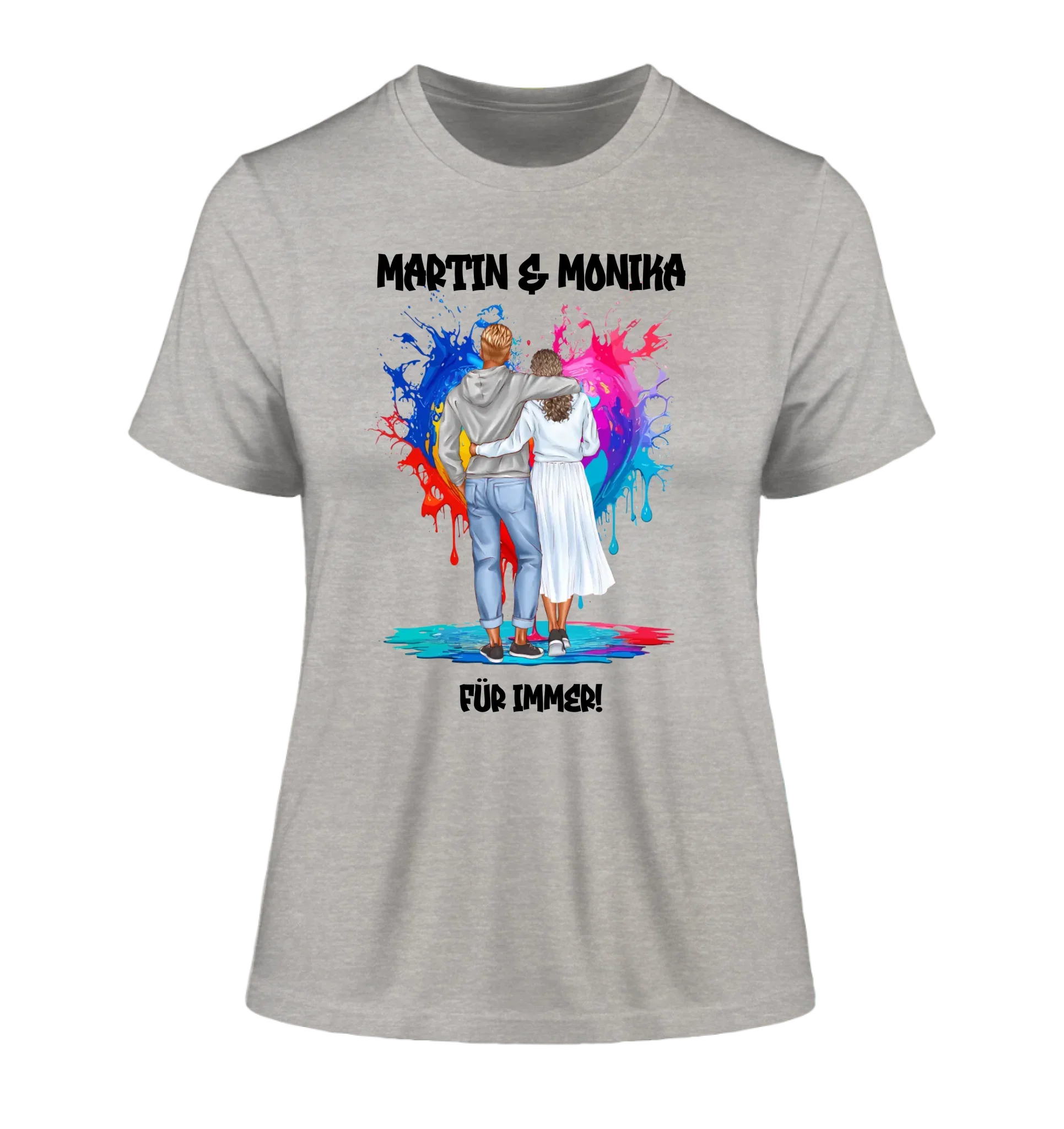 Paar-Design: Fashion Couple (personalisierbare Figuren) - Damen T-Shirt (Fitted) • Bio / Heather Grey / 2XL