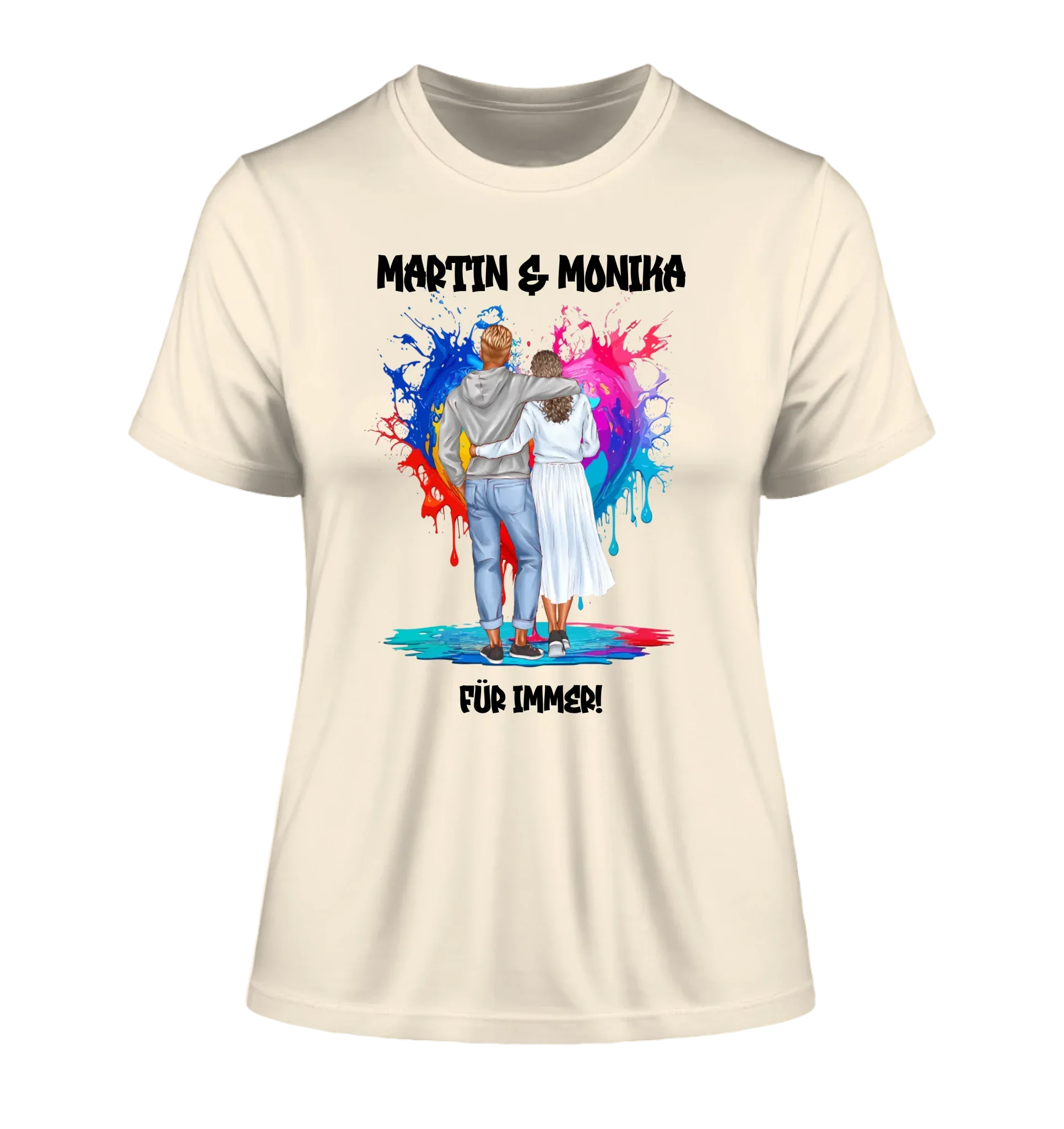Paar-Design: Fashion Couple (personalisierbare Figuren) - Damen T-Shirt (Fitted) • Bio / Natural / 2XL