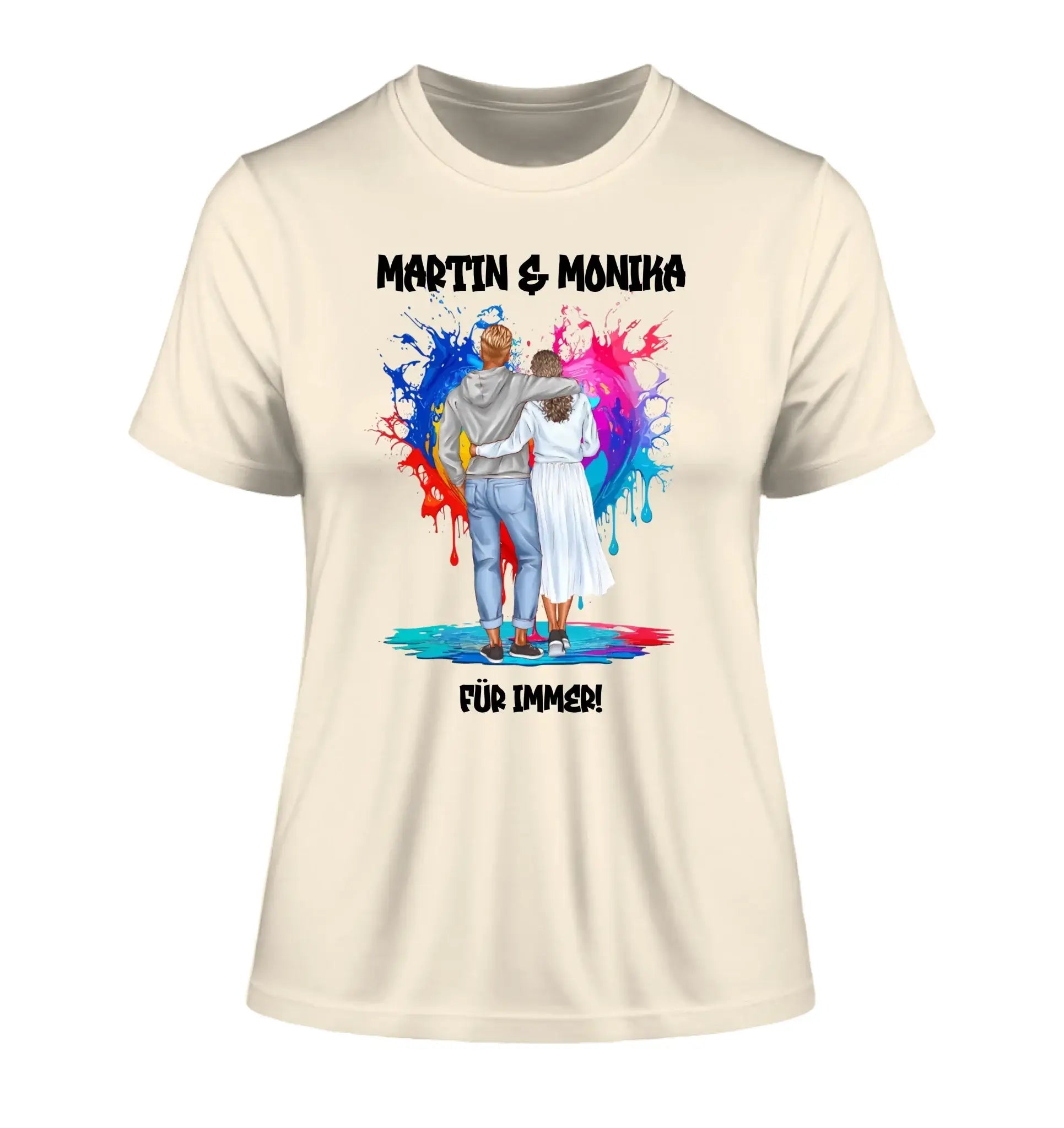 Paar-Design: Fashion Couple (personalisierbare Figuren) - Damen T-Shirt (Fitted) • Bio / Natural / 2XL